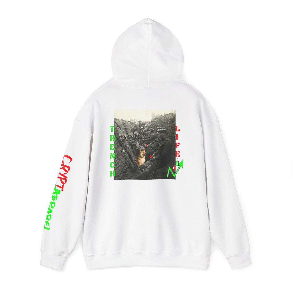 The Trenches Crypto Meme Hoodie — Crypt Apparel Trench Life Graphic Streetwear Hoodie