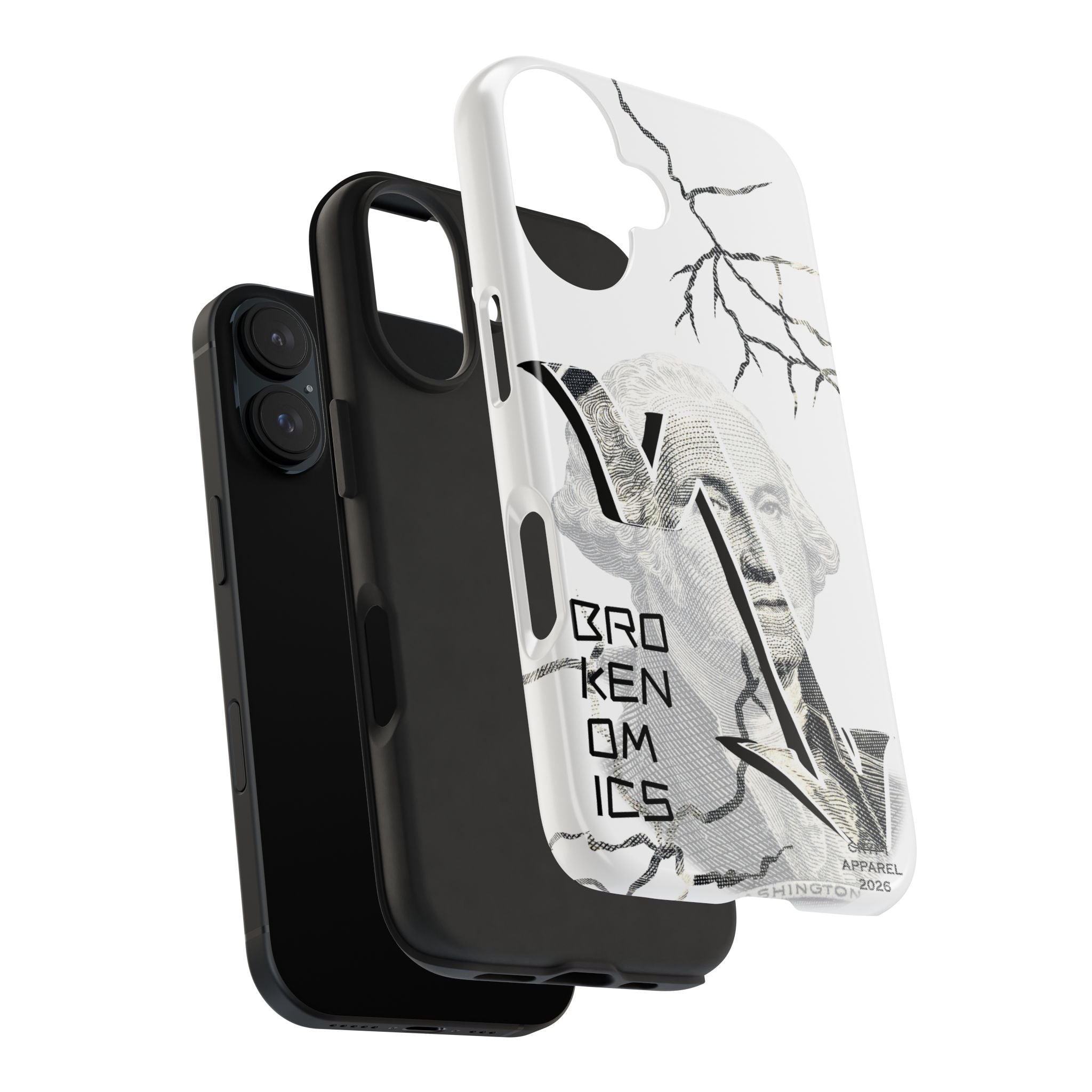 Brokenomics Crypto Tough Phone Case — 'Crypt Apparel' Cracked Dollar Graphic Protective Cover