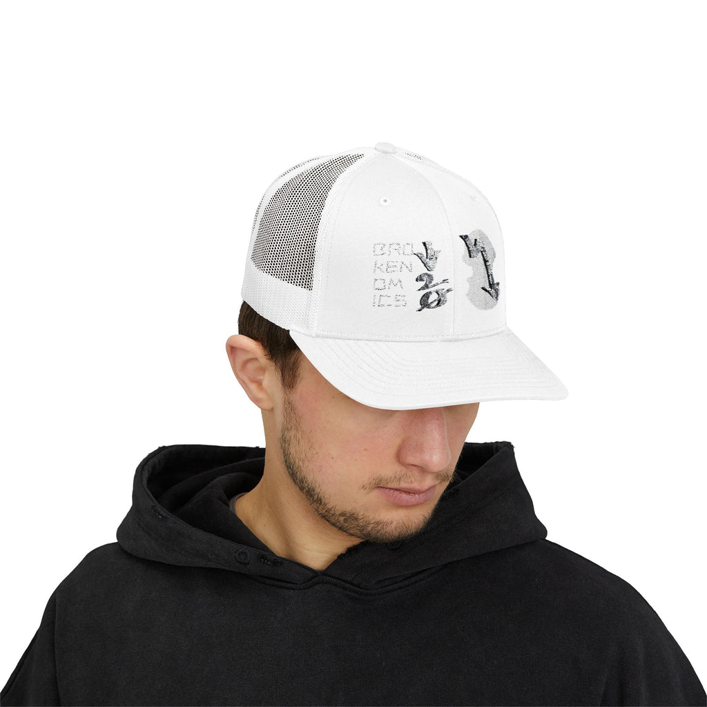 Brokenomics Crypto Trucker Cap - Crypt Apparel Distressed Arrow Graphic Snapback