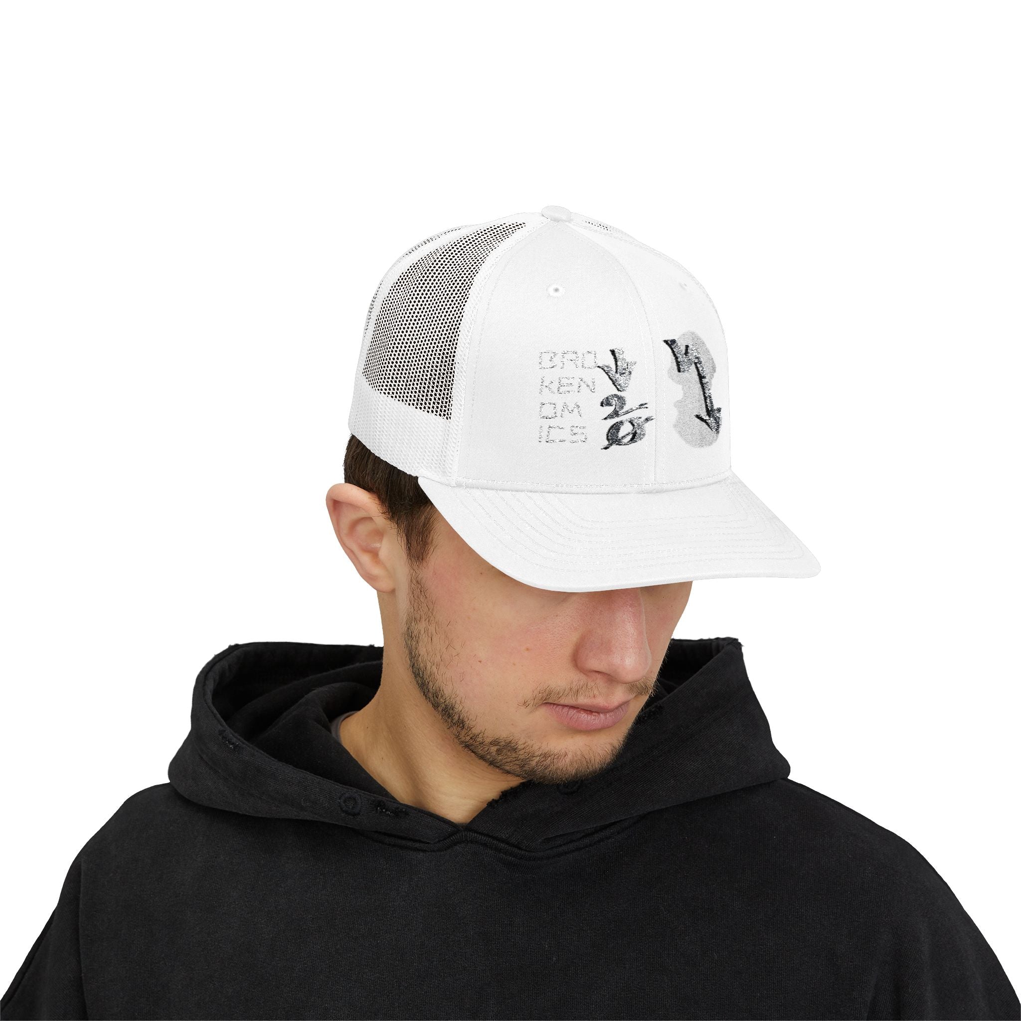 Brokenomics Crypto Trucker Cap - Crypt Apparel Distressed Arrow Graphic Snapback
