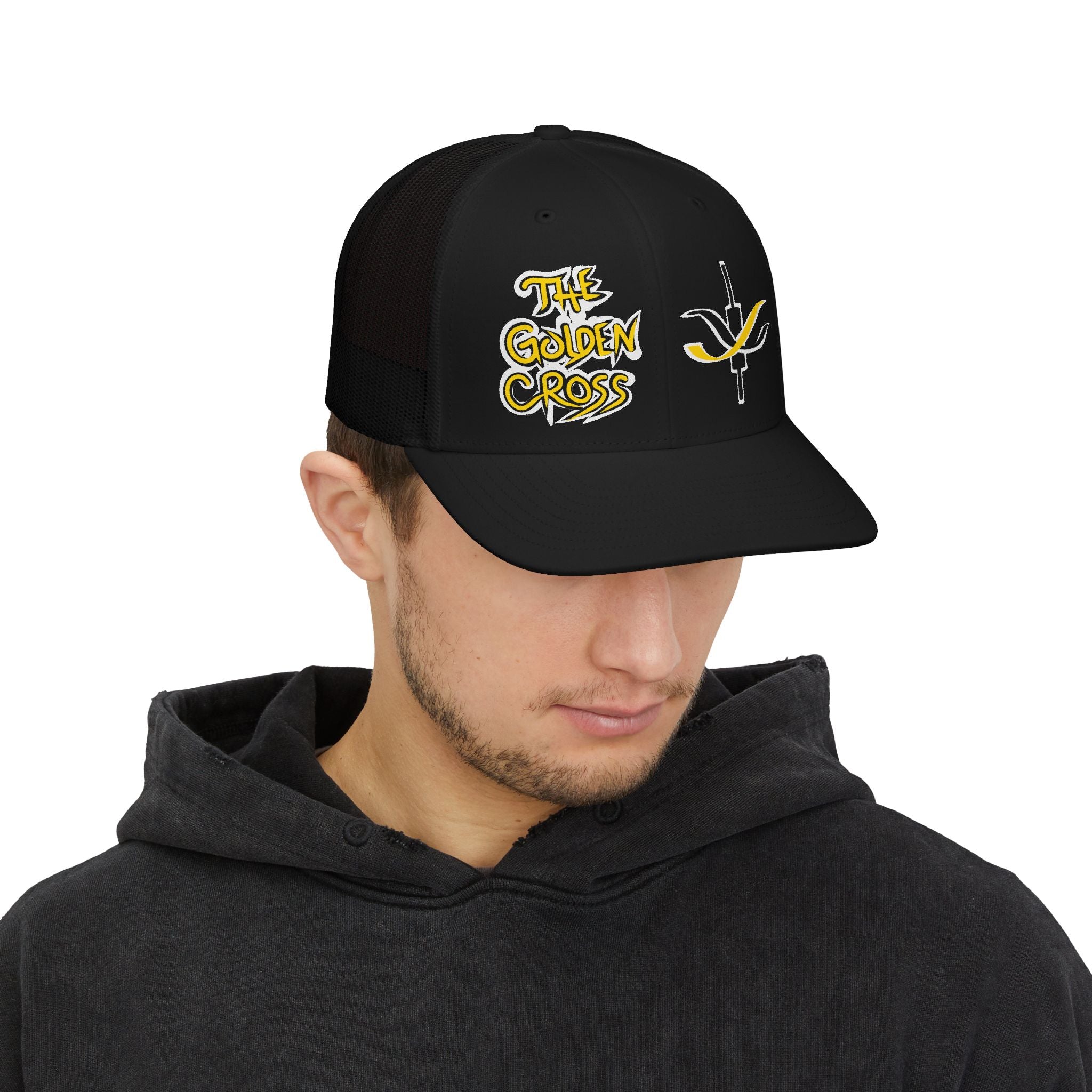 Golden Cross Bull Market Trucker Cap — "Crypt Apparel" Crypto Trading Snapback