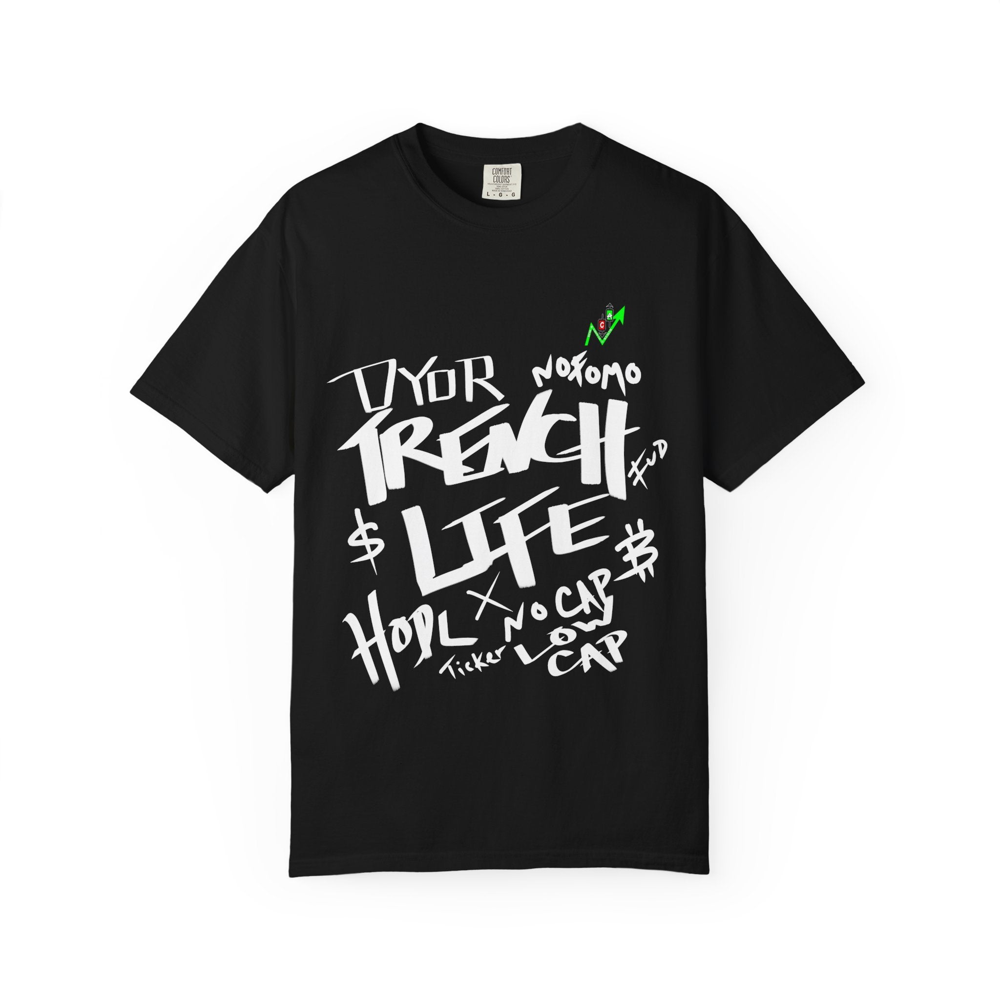 Trench Life Graffiti 'Crypt Apparel' T-Shirt | Chest Logo, Back Script