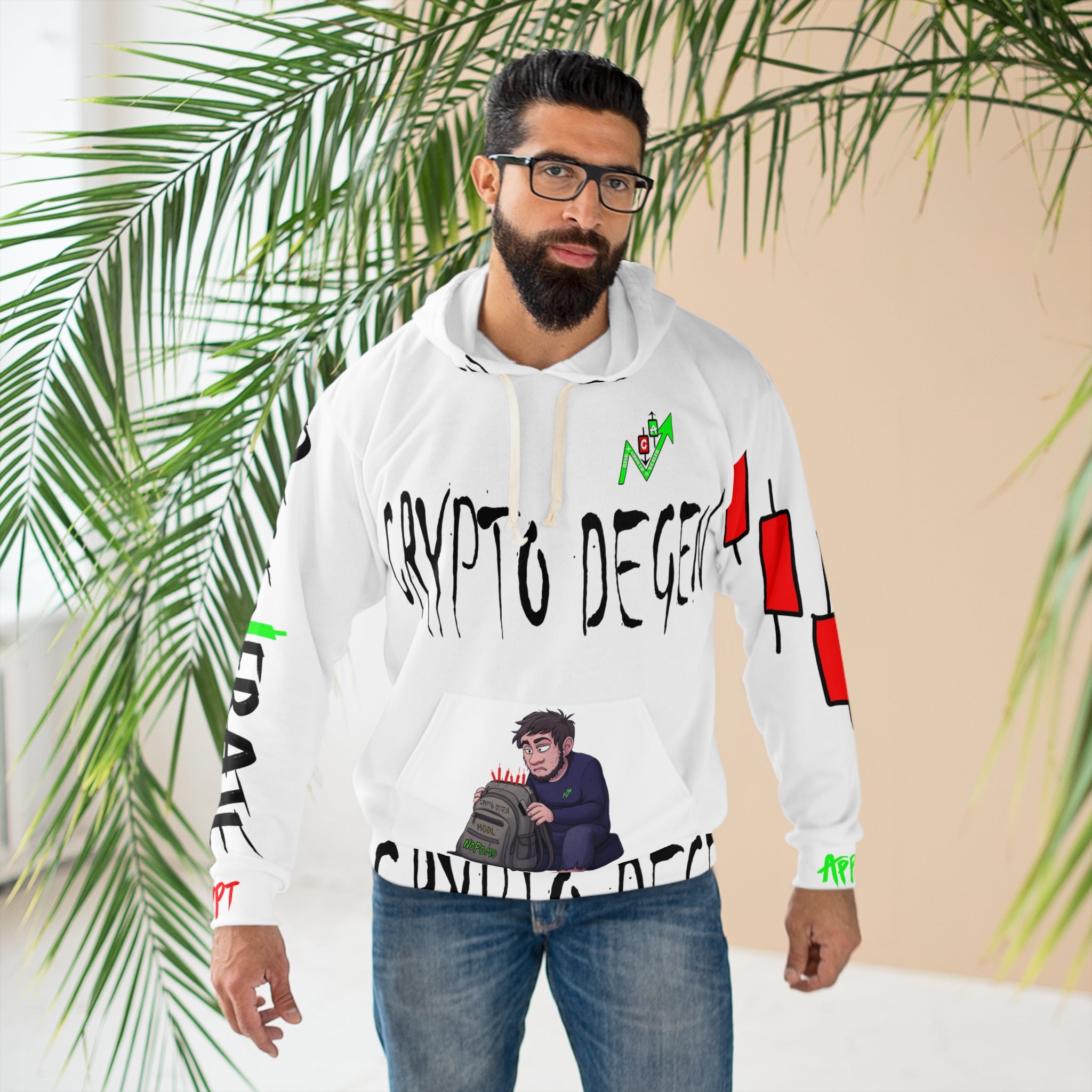 Crypto Degen Hoodie — Crypto Apparel "Innovate & Empower" All-Over Print