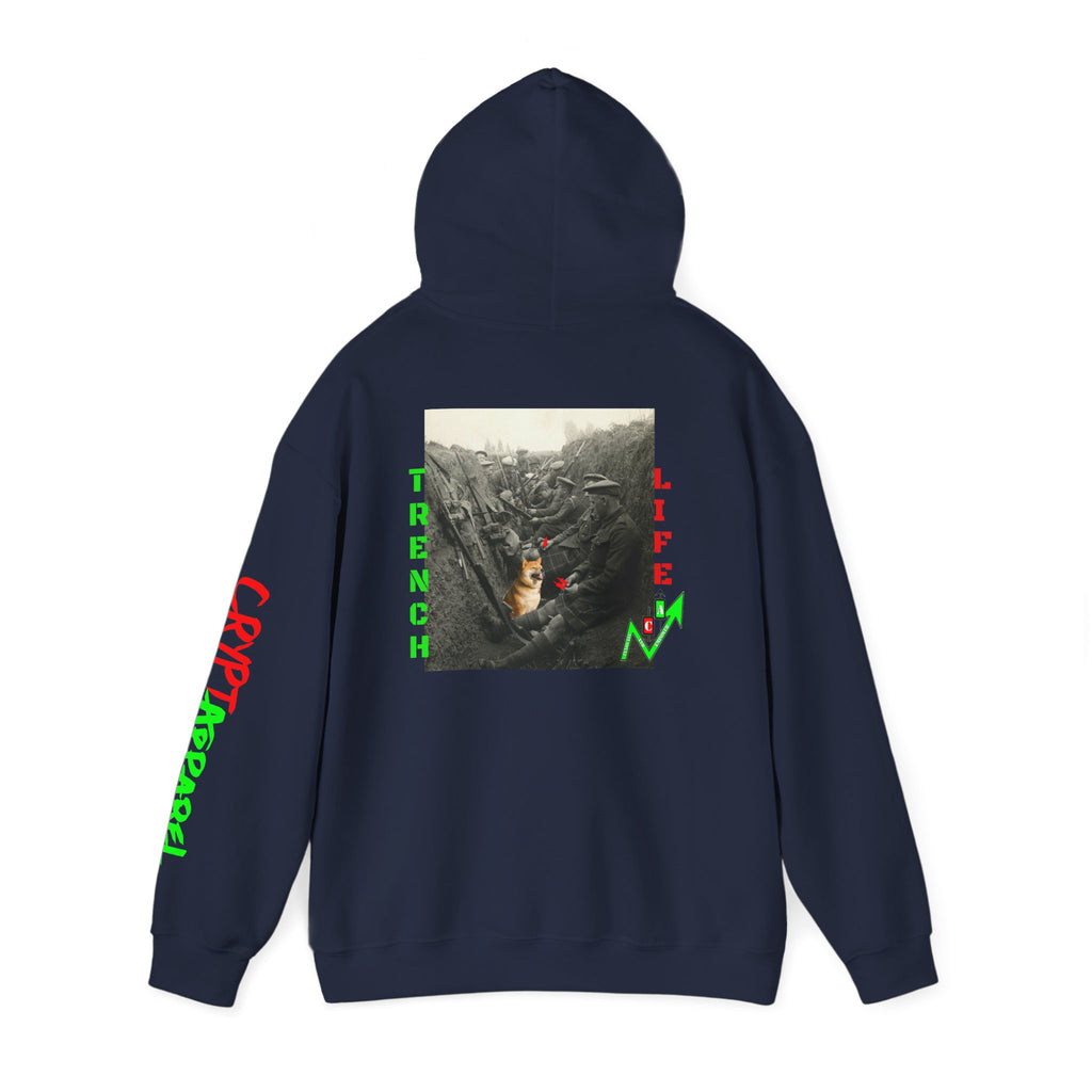 The Trenches Crypto Meme Hoodie — Crypt Apparel Trench Life Graphic Streetwear Hoodie