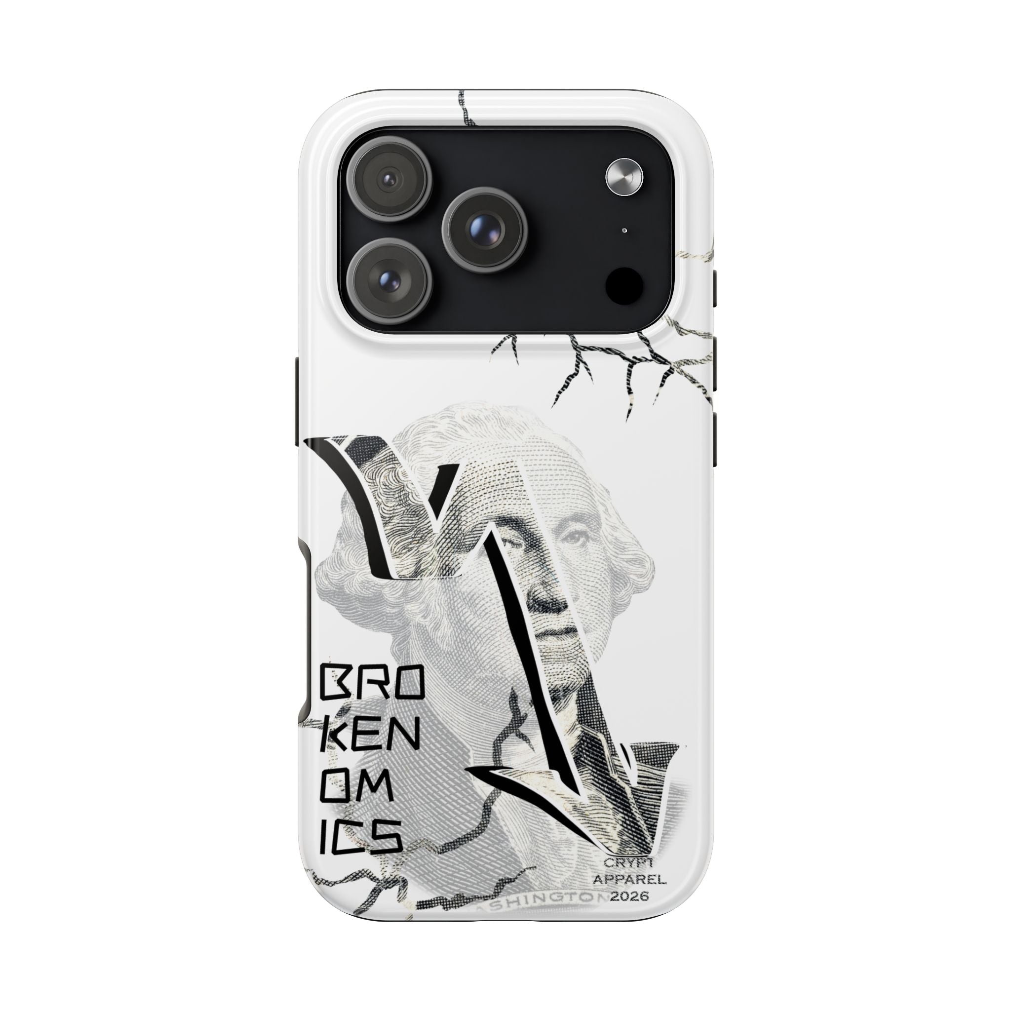 Brokenomics Crypto Tough Phone Case — 'Crypt Apparel' Cracked Dollar Graphic Protective Cover