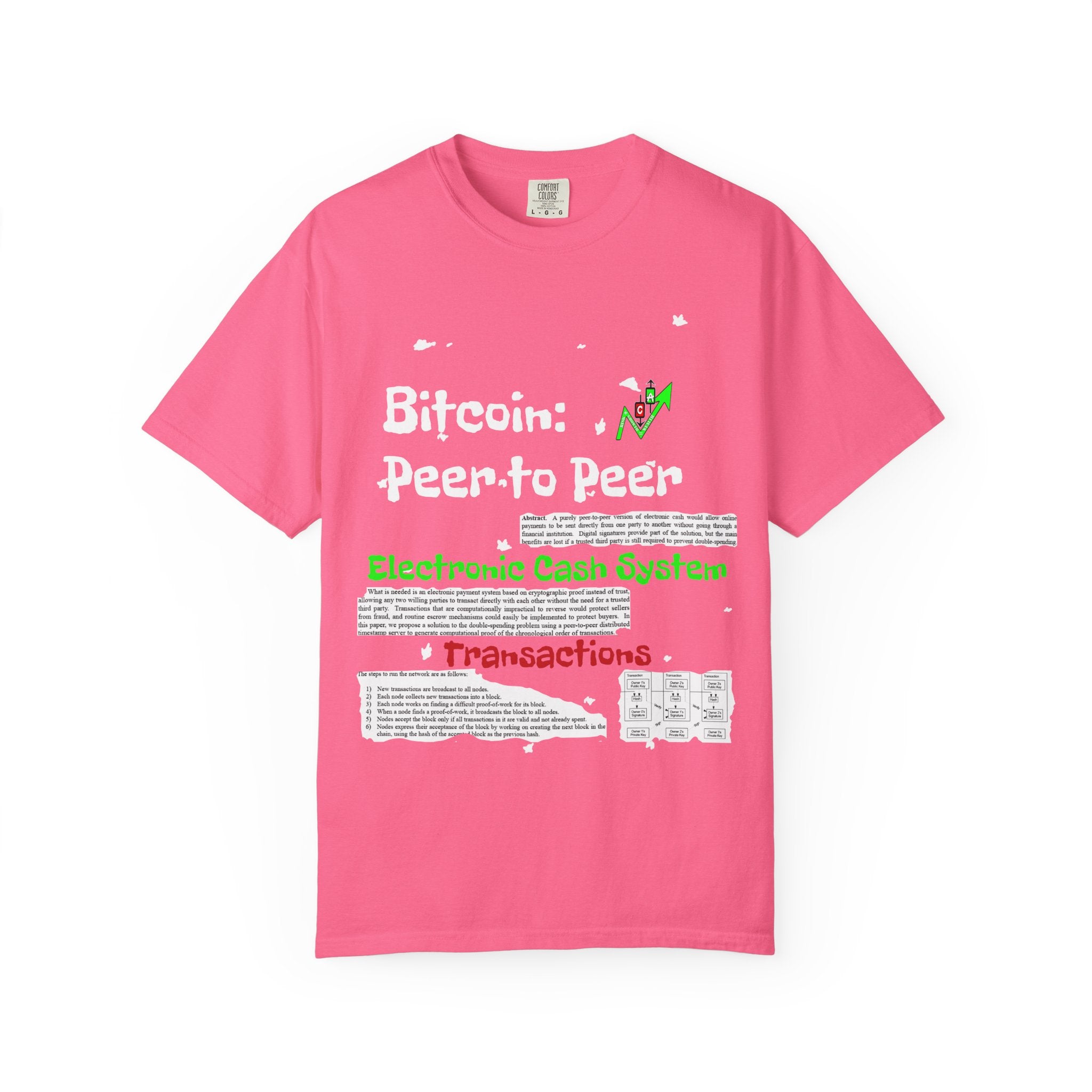 Crypt Apparel Bitcoin inspired T-Shirt | Crypto Graphic Tee, White Paper Text