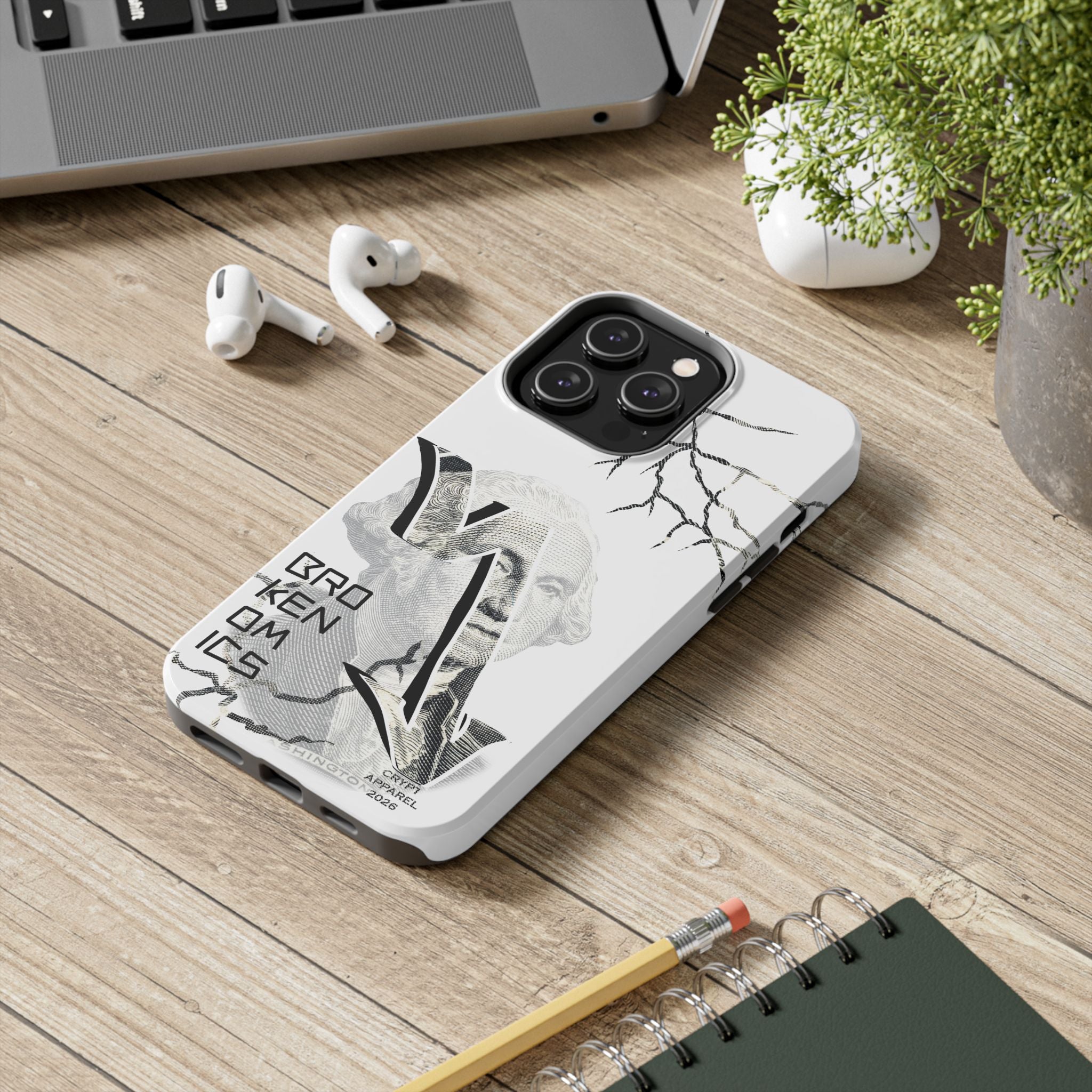Brokenomics Crypto Tough Phone Case — 'Crypt Apparel' Cracked Dollar Graphic Protective Cover