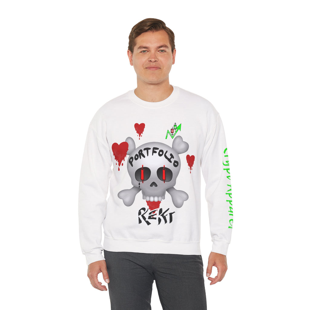 Crypto Rekt Portfolio Crewneck Sweatshirt | Crypt Apparel Streetwear Graphic