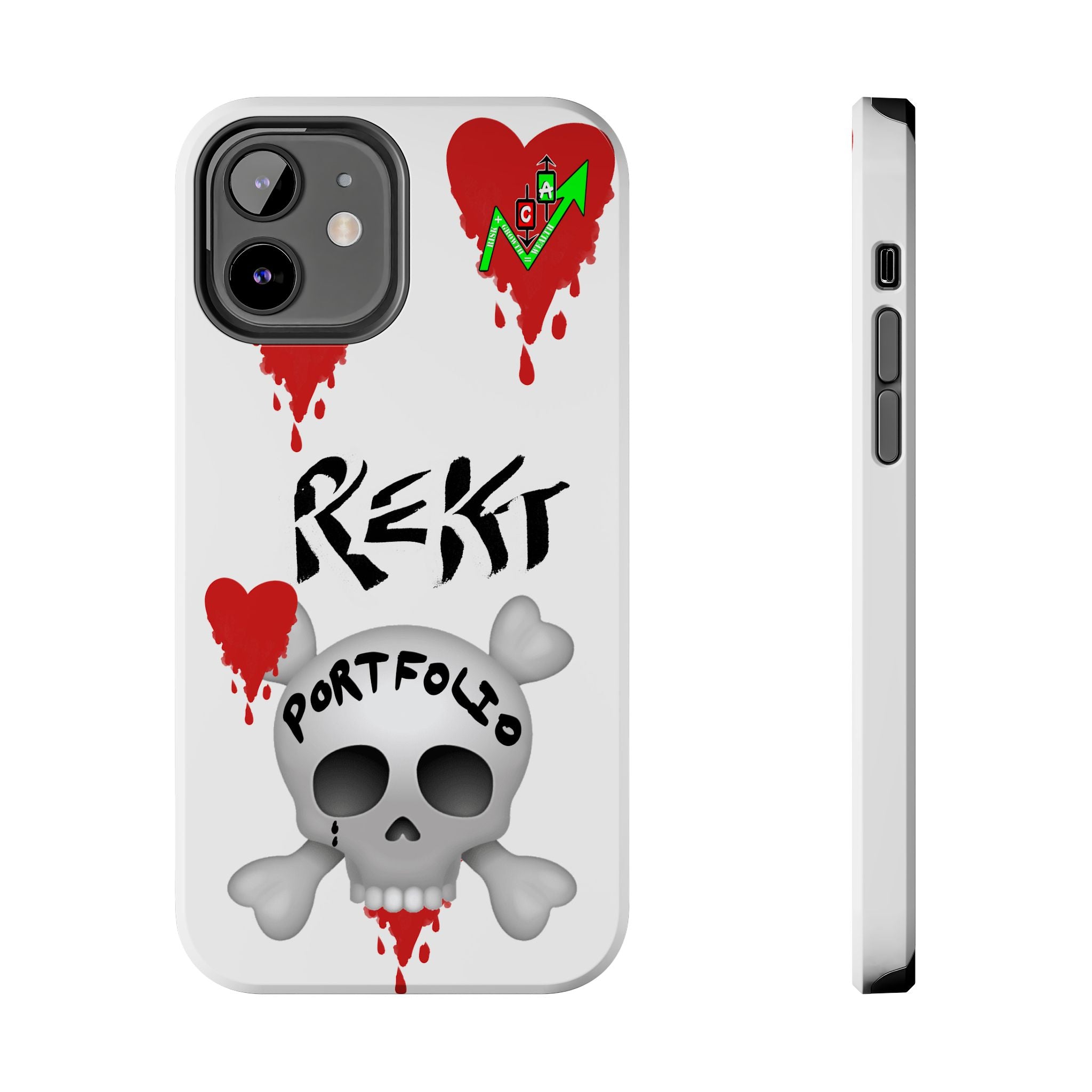 Rekt Portfolio Tough Phone Case — Skull & Dripping Heart Protective Cover