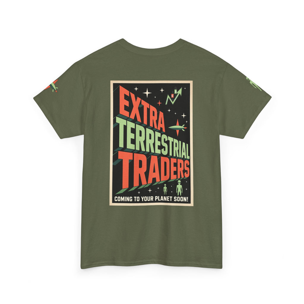 Extra Terrestrial Traders Crypto Graphic Tee — Retro Alien Poster Shirt