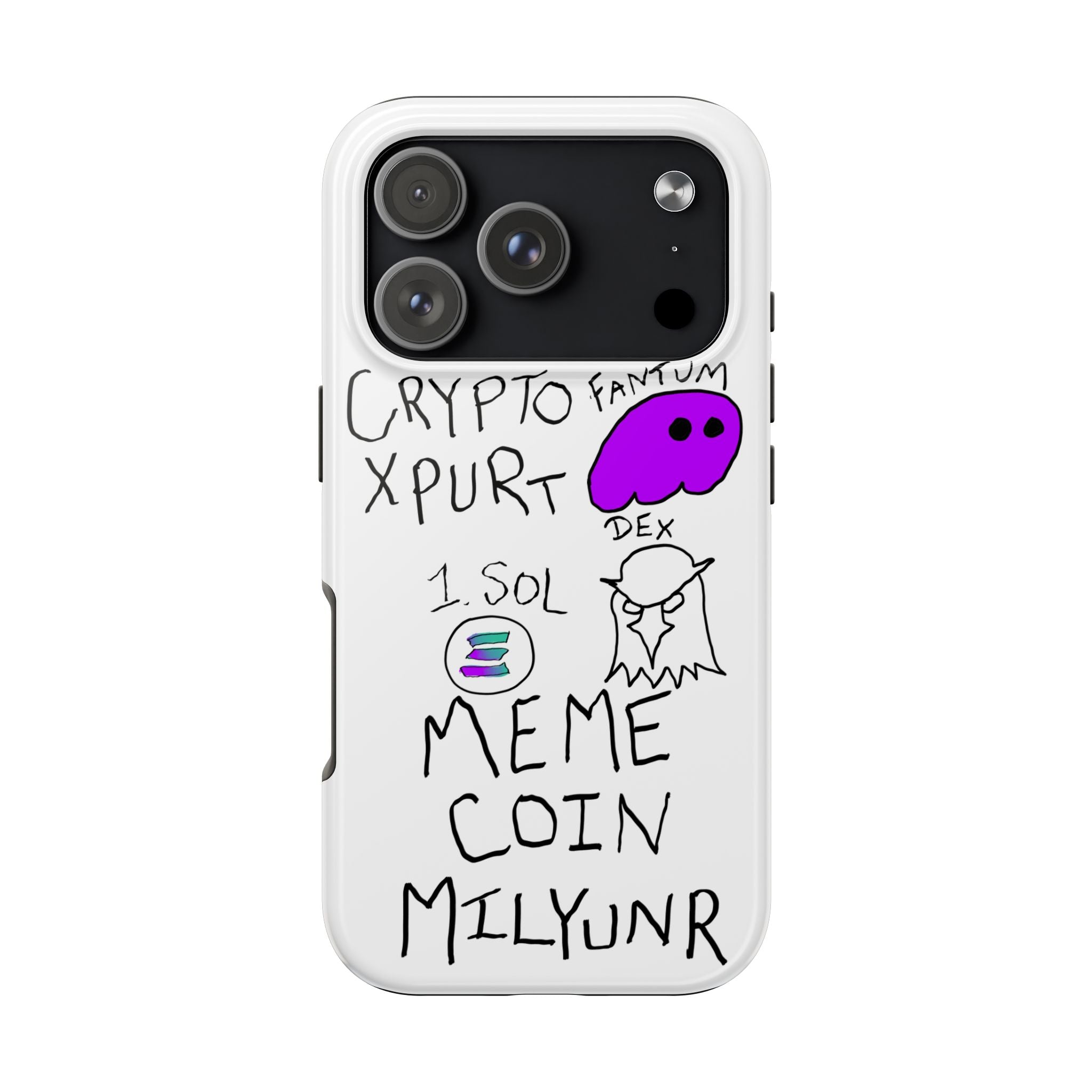 Meme Coin Millionaire Tough Phone Case — Crypto Meme Coin Doodle Design ("Meme Coin Milyunr")