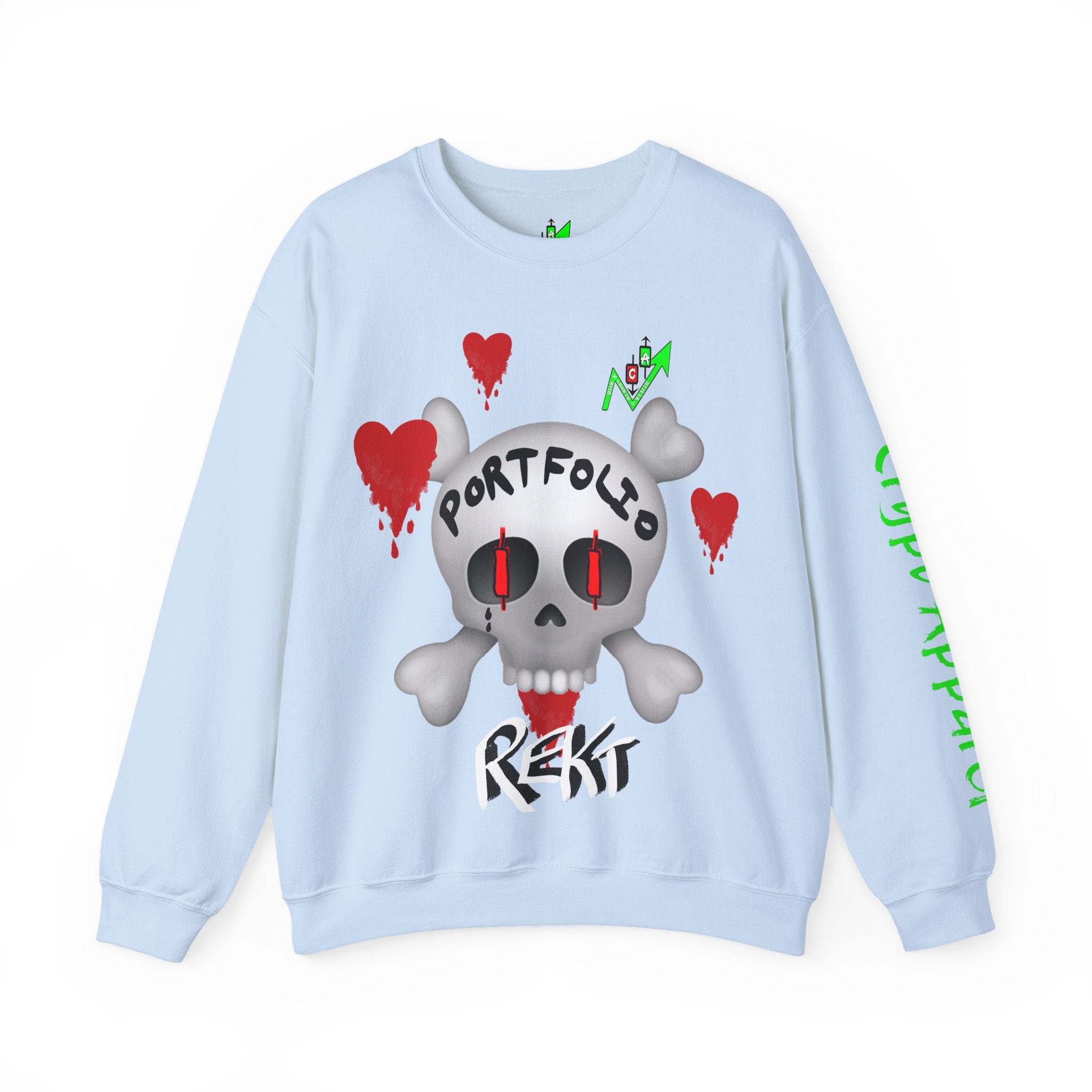 Crypto Rekt Portfolio Crewneck Sweatshirt | Crypt Apparel Streetwear Graphic