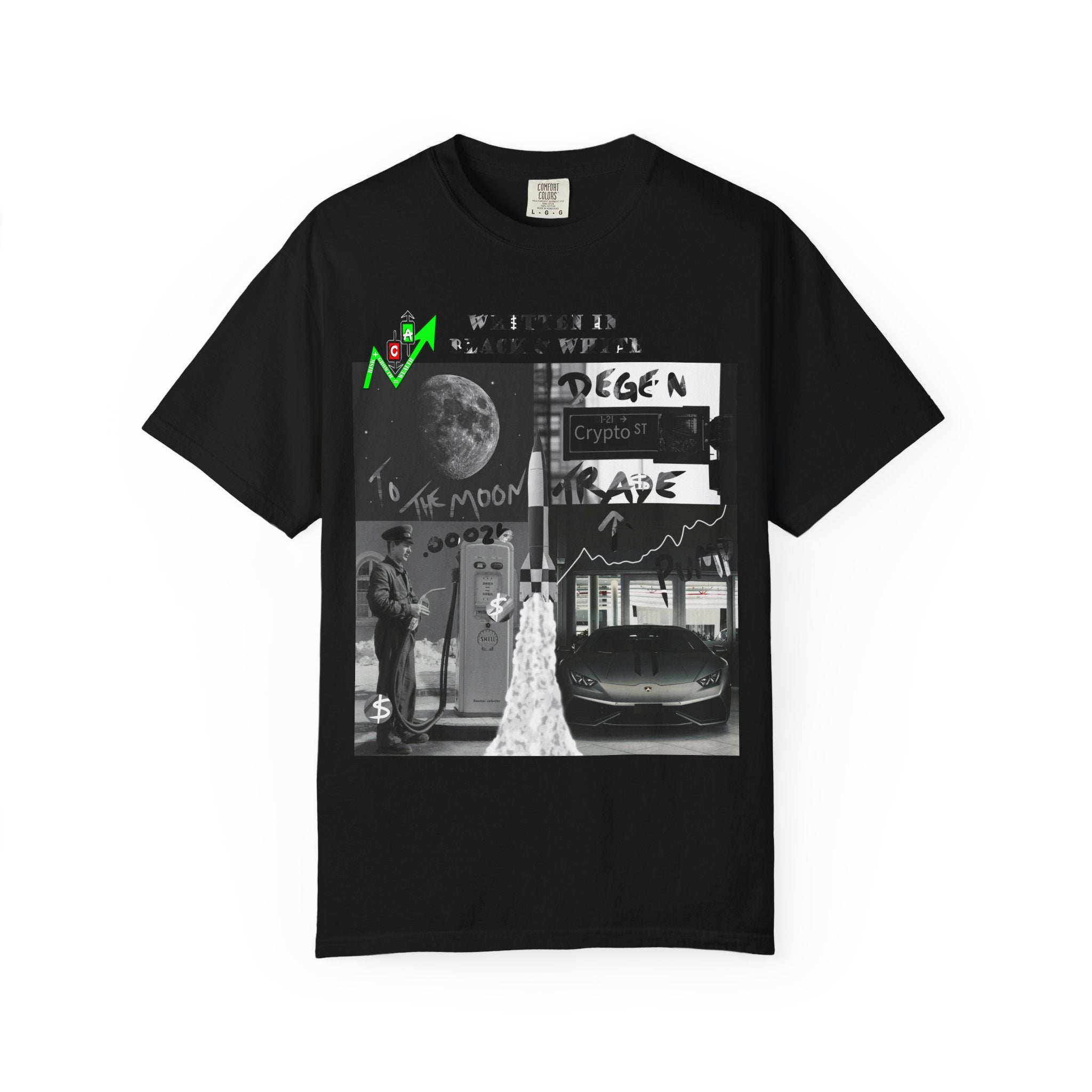 Crypt Apparel Black & White collage T-shirt | Crypto graphic tee