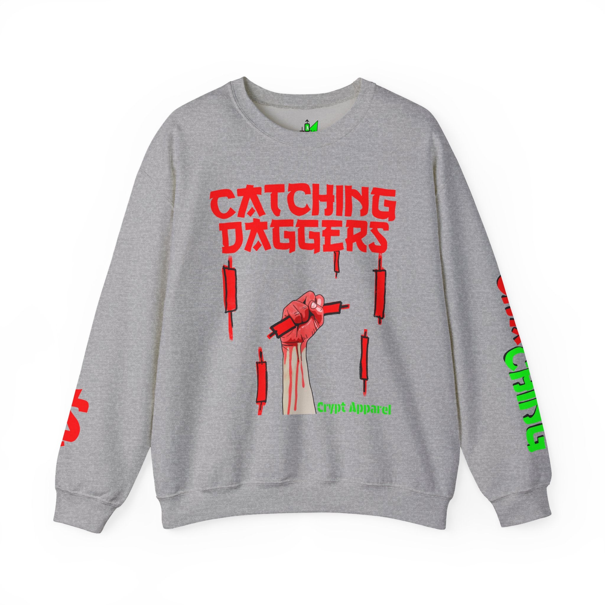 Catching Daggers Crewneck Sweatshirt — Crypt Apparel Graphic Crypto Streetwear