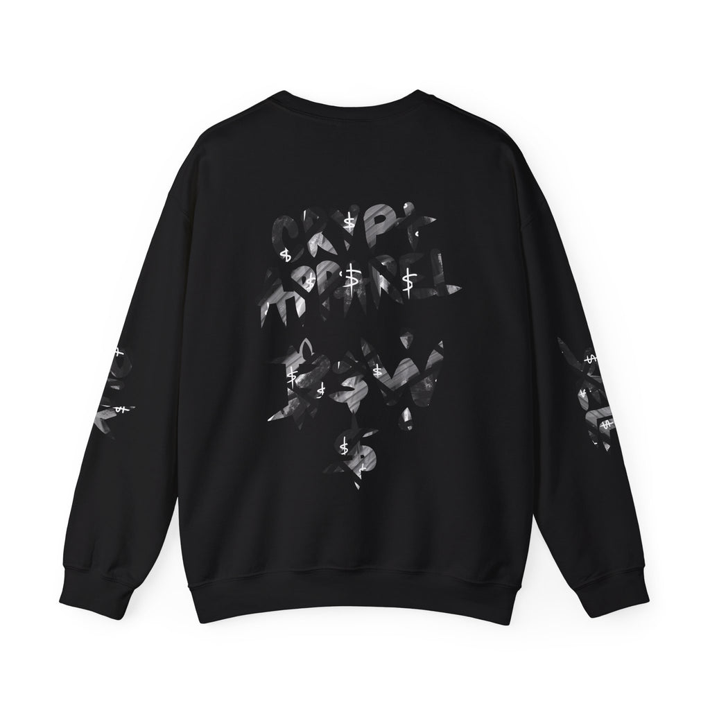 Black & White Street Collage Crypto Crewneck Sweatshirt | Graphic Urban Art