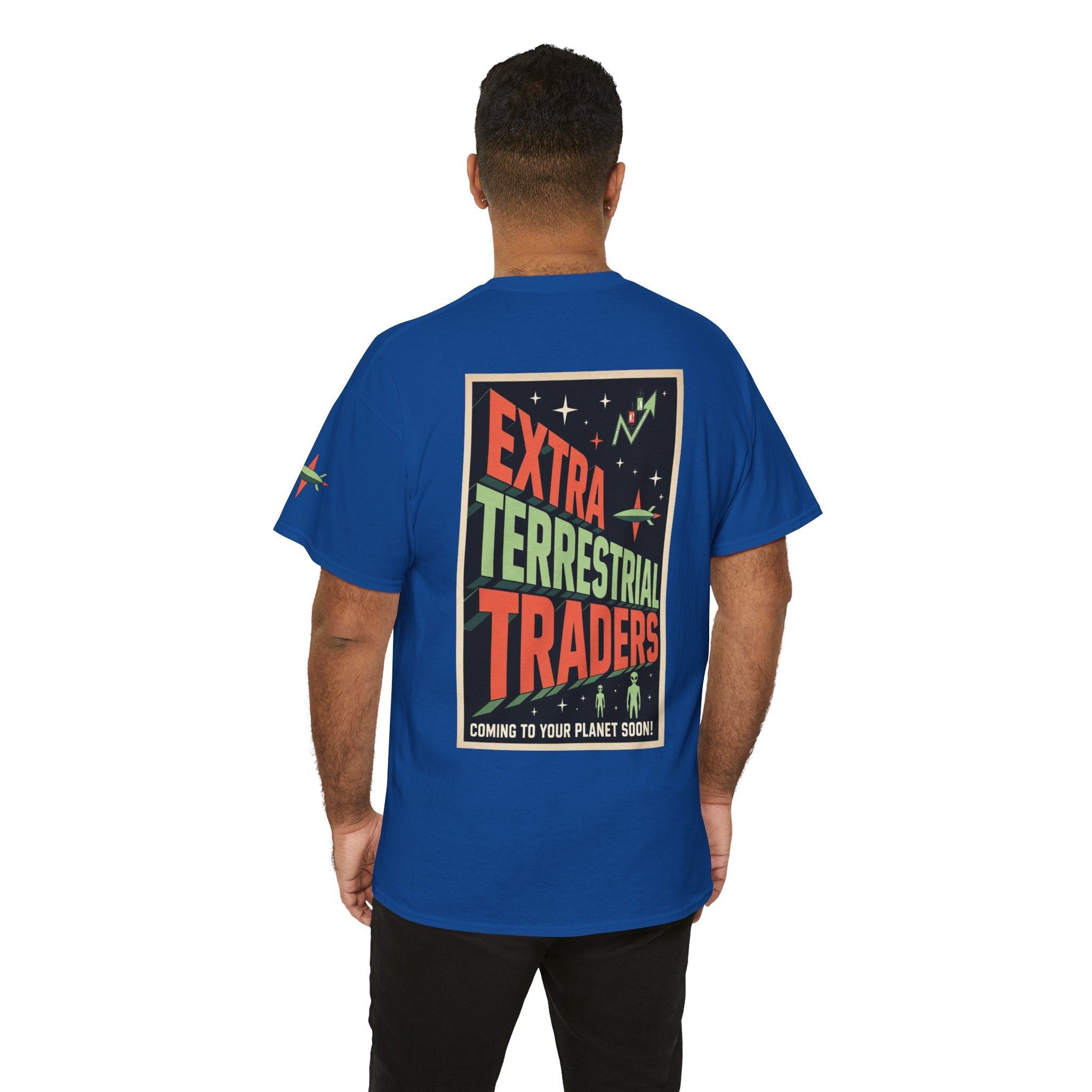 Extra Terrestrial Traders Crypto Graphic Tee — Retro Alien Poster Shirt