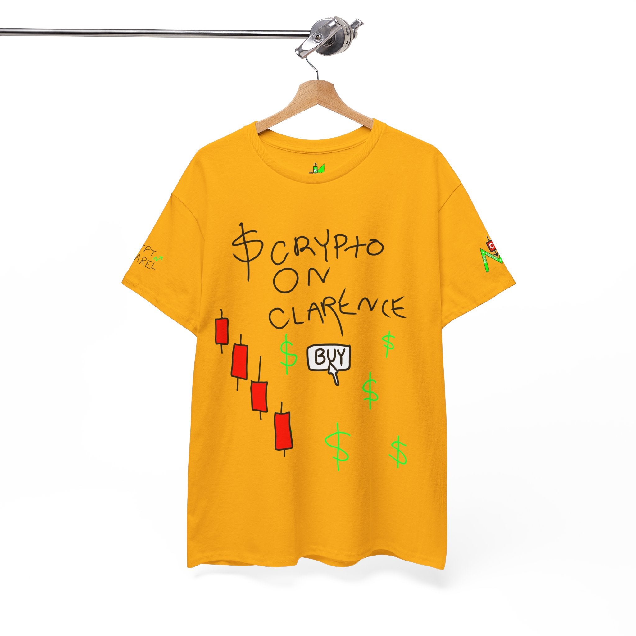 Crypto on Clarence Tee — "Crypt Apparel" / "crypto illiterate" Graphic Shirt