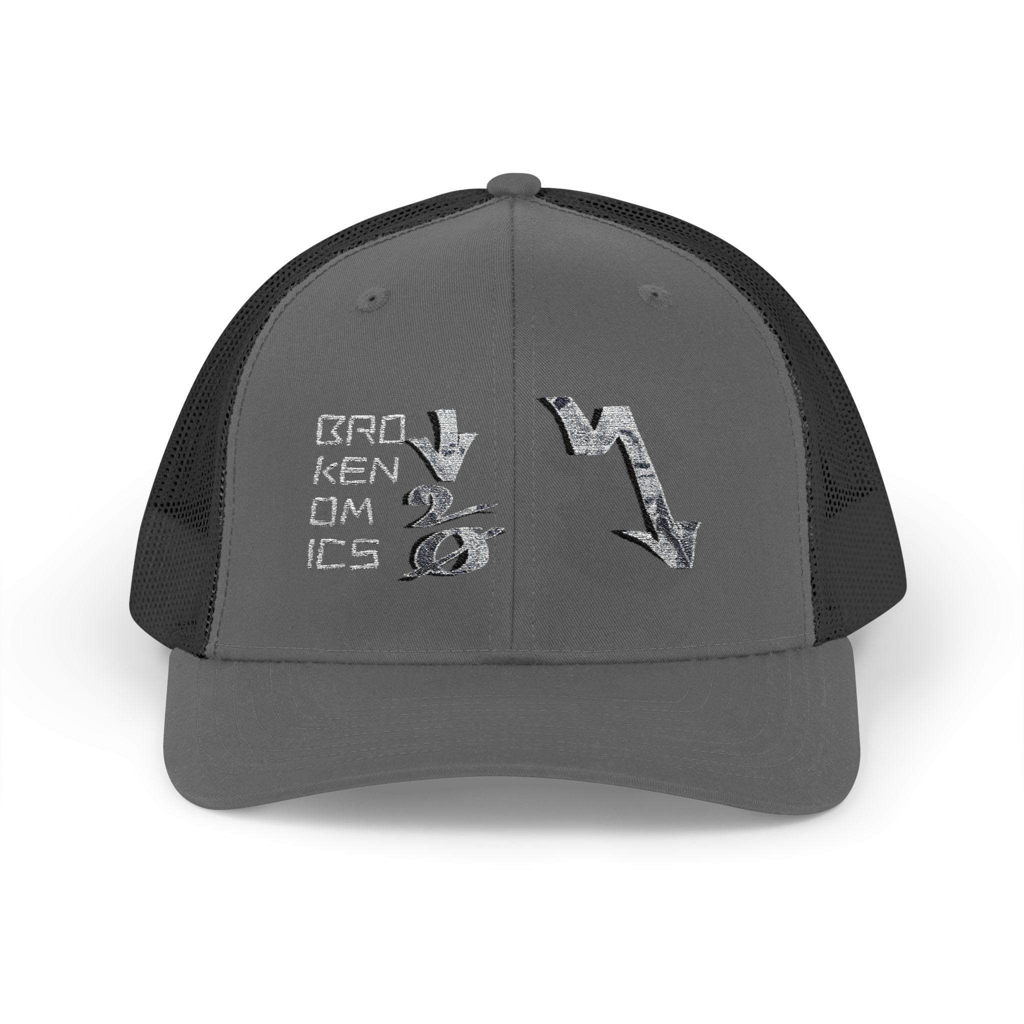 Brokenomics Crypto Trucker Cap - Crypt Apparel Distressed Arrow Graphic Snapback