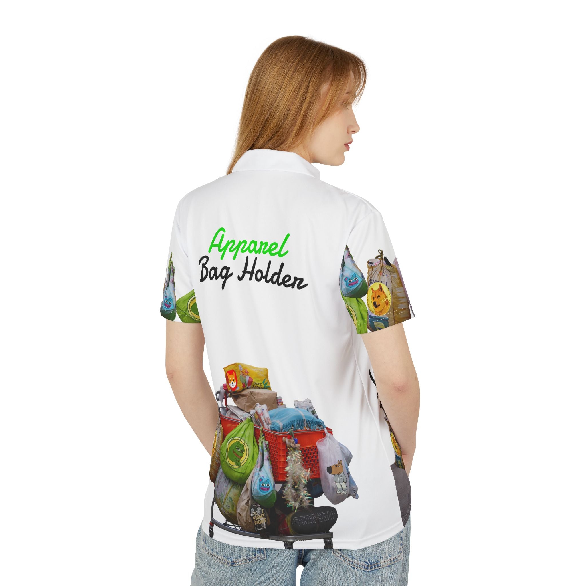 Bag Holders Polo Shirt — 'Crypt Apparel' Meme Coin All-Over Print