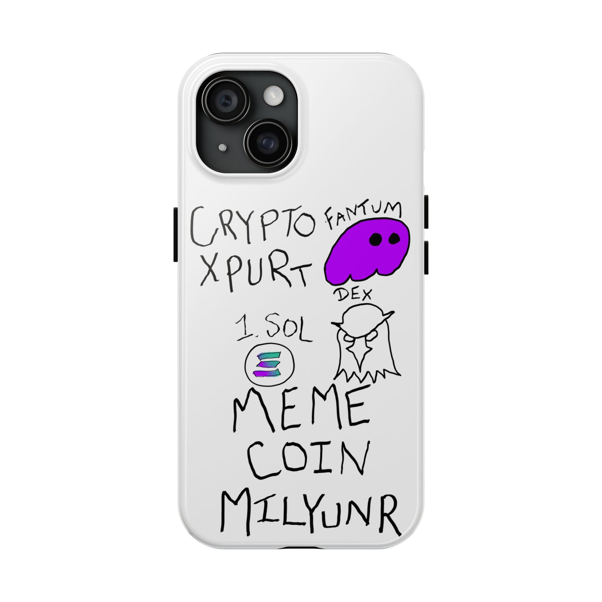 Meme Coin Millionaire Tough Phone Case — Crypto Meme Coin Doodle Design ("Meme Coin Milyunr")