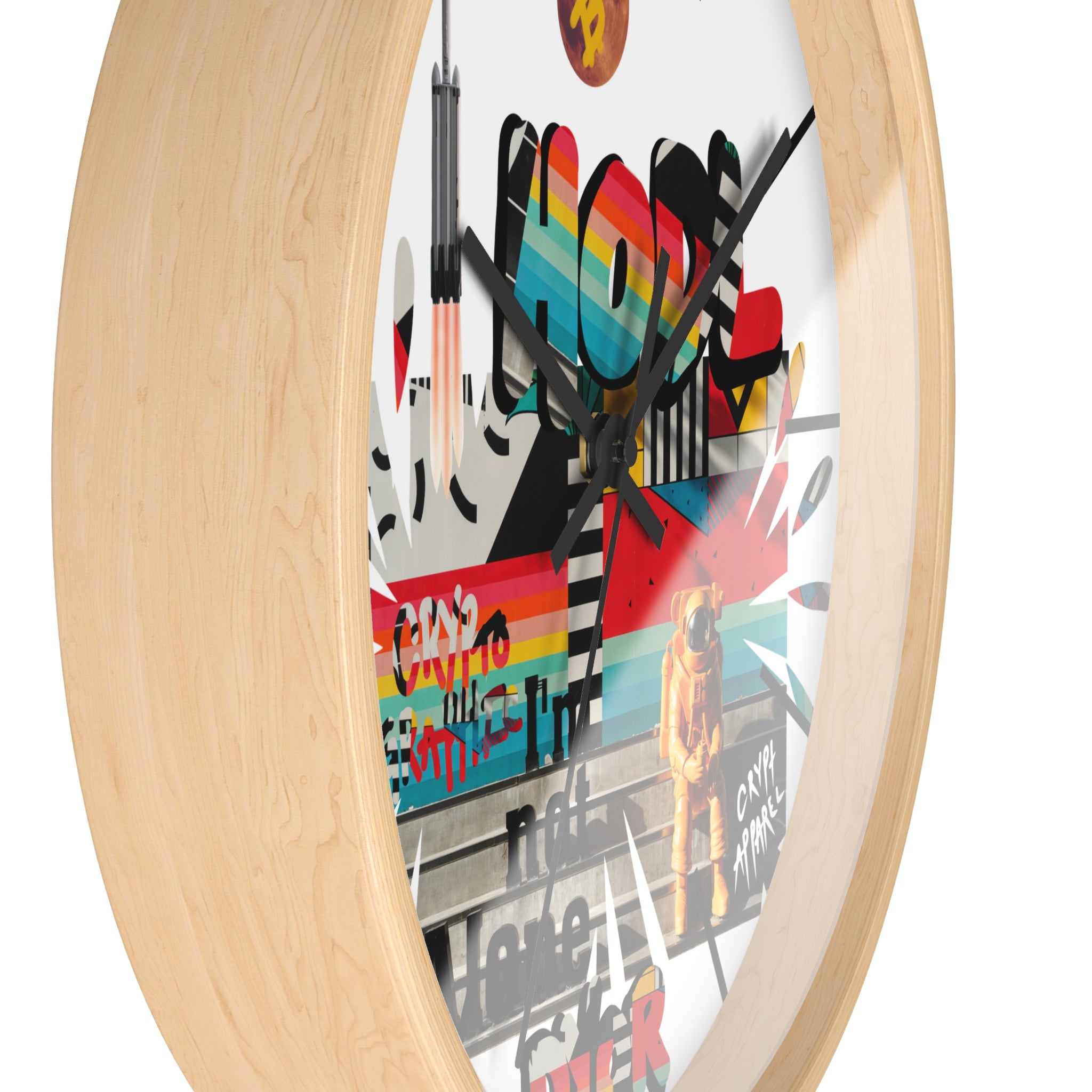 Urban Jungle Crypto Street Art Wall Clock — Crypt Apparel Colorful Urban Graffiti Timepiece