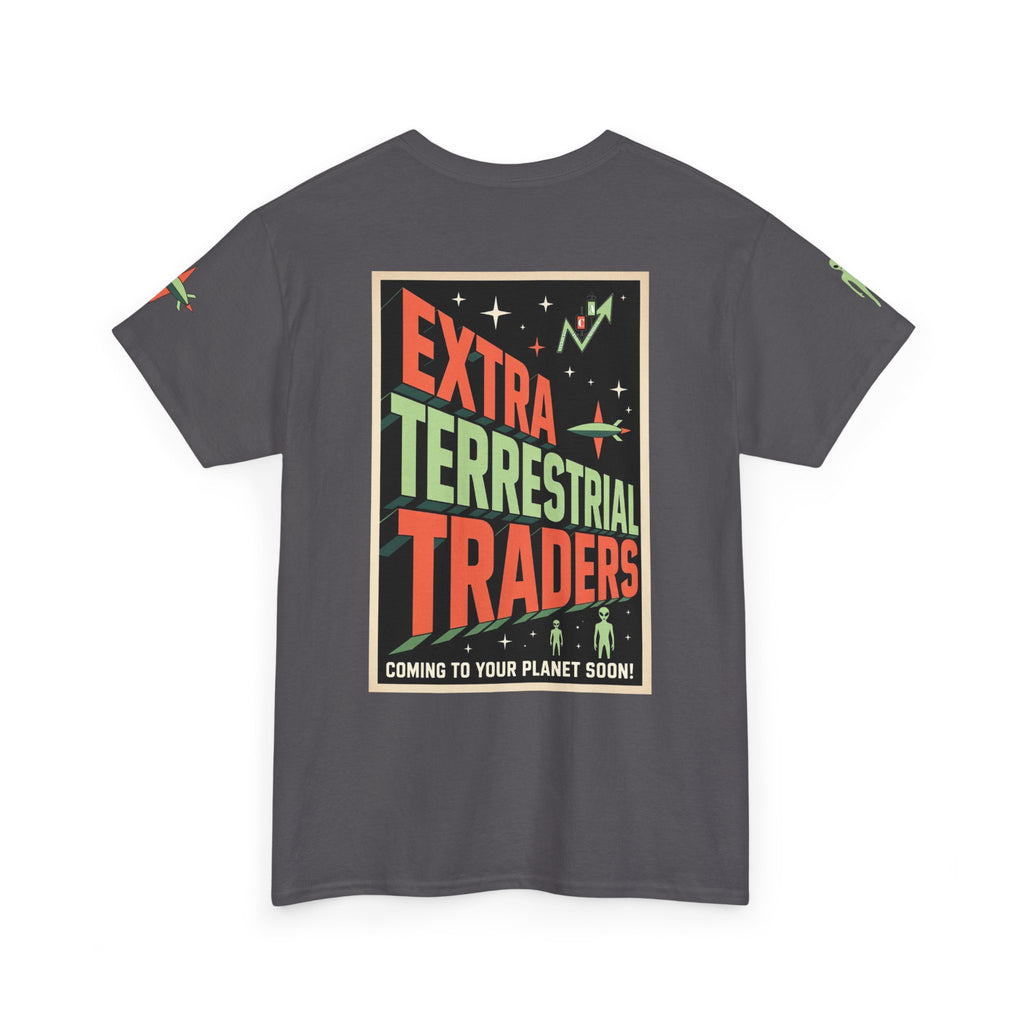 Extra Terrestrial Traders Crypto Graphic Tee — Retro Alien Poster Shirt