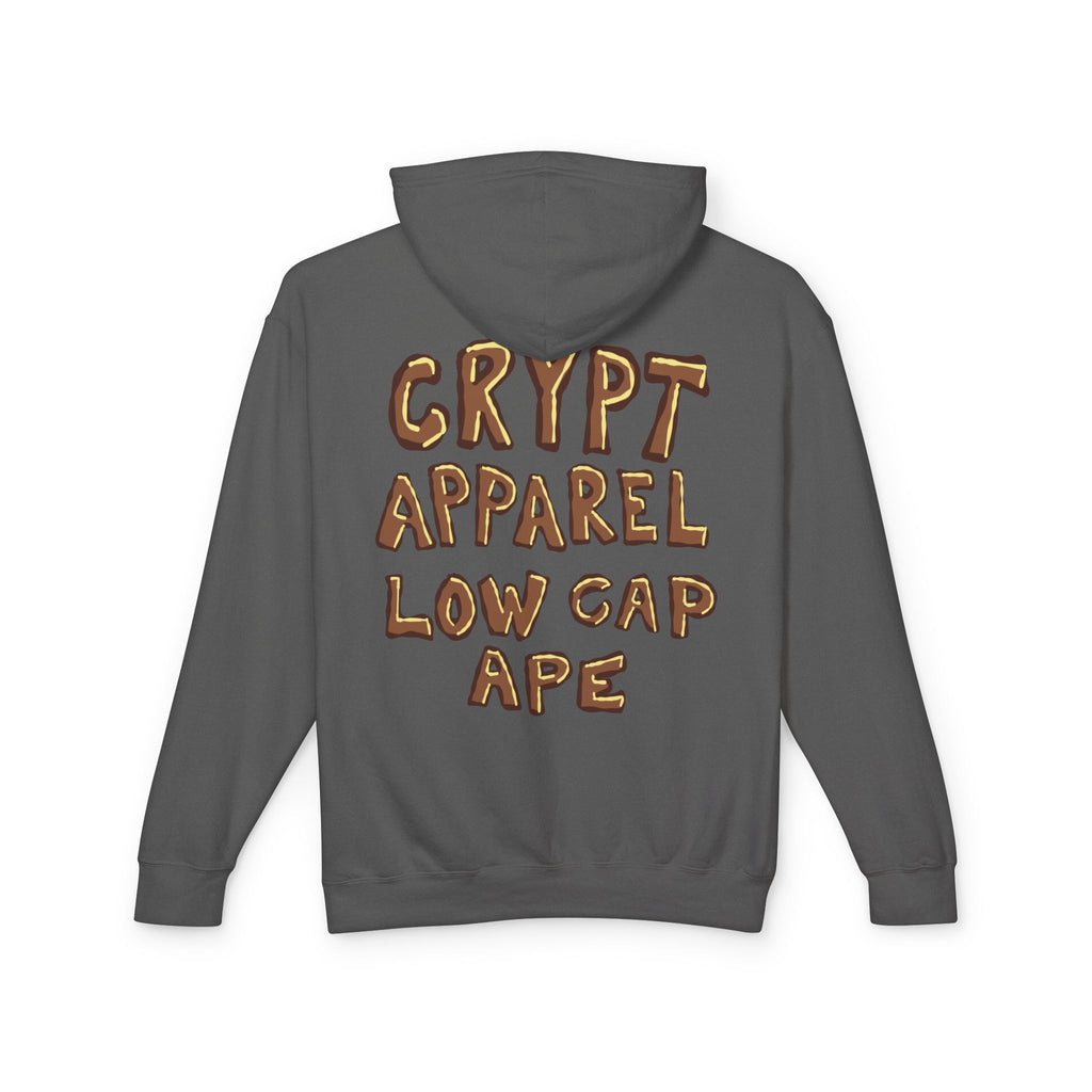 Low Cap Ape Meme Coin Hoodie — Crypt Apparel Cryptocurrency Graphic Pullover