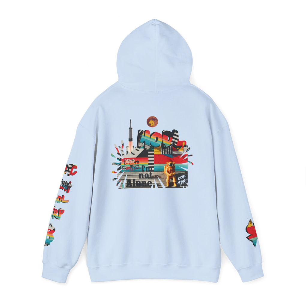 Urban Jungle Crypto Bitcoin Hoodie — Crypt Apparel Astronaut “Not Alone” Graphic Pullover