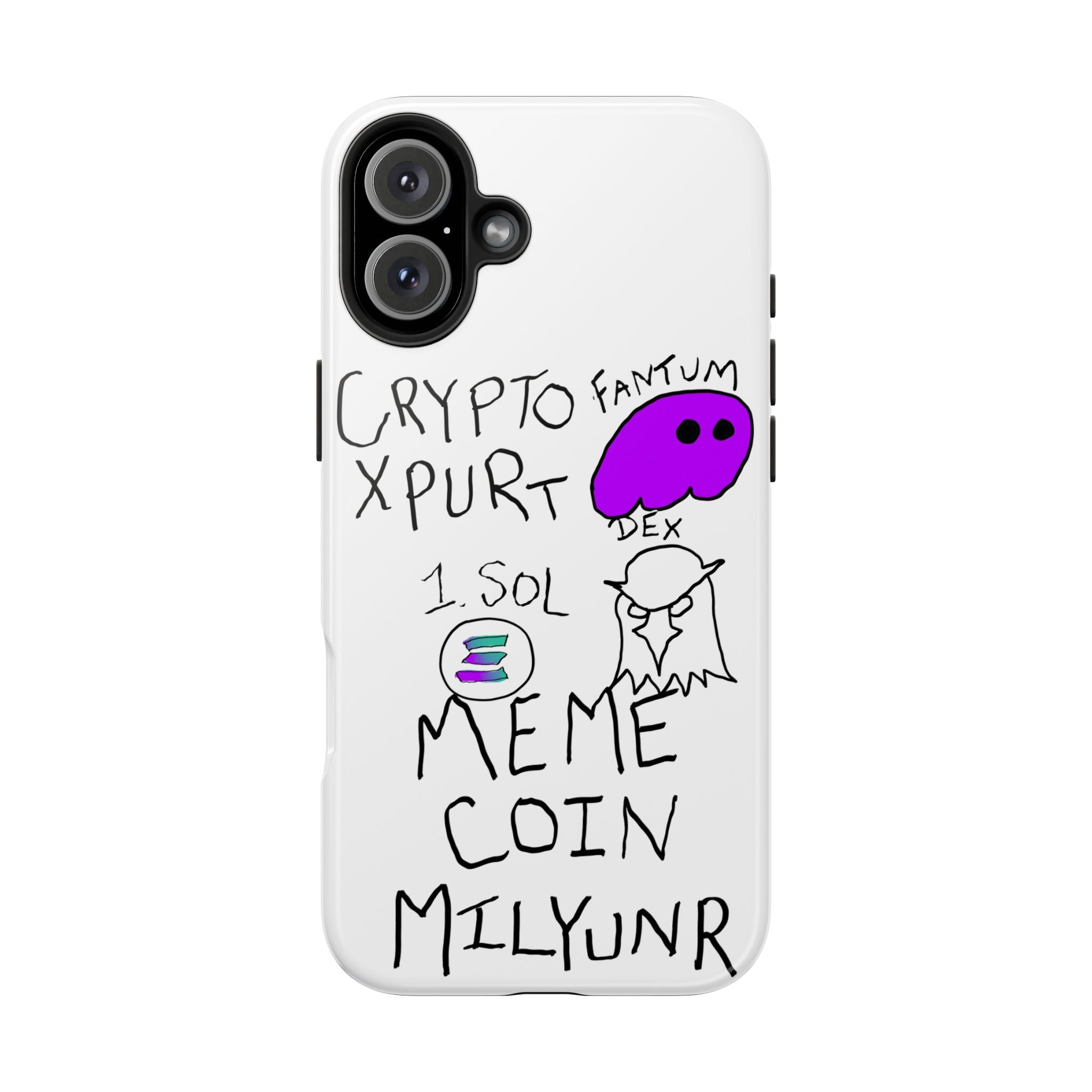 Meme Coin Millionaire Tough Phone Case — Crypto Meme Coin Doodle Design ("Meme Coin Milyunr")