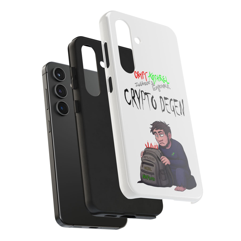 Crypto Degen Tough Phone Case — Cartoon HODL Backpack Design