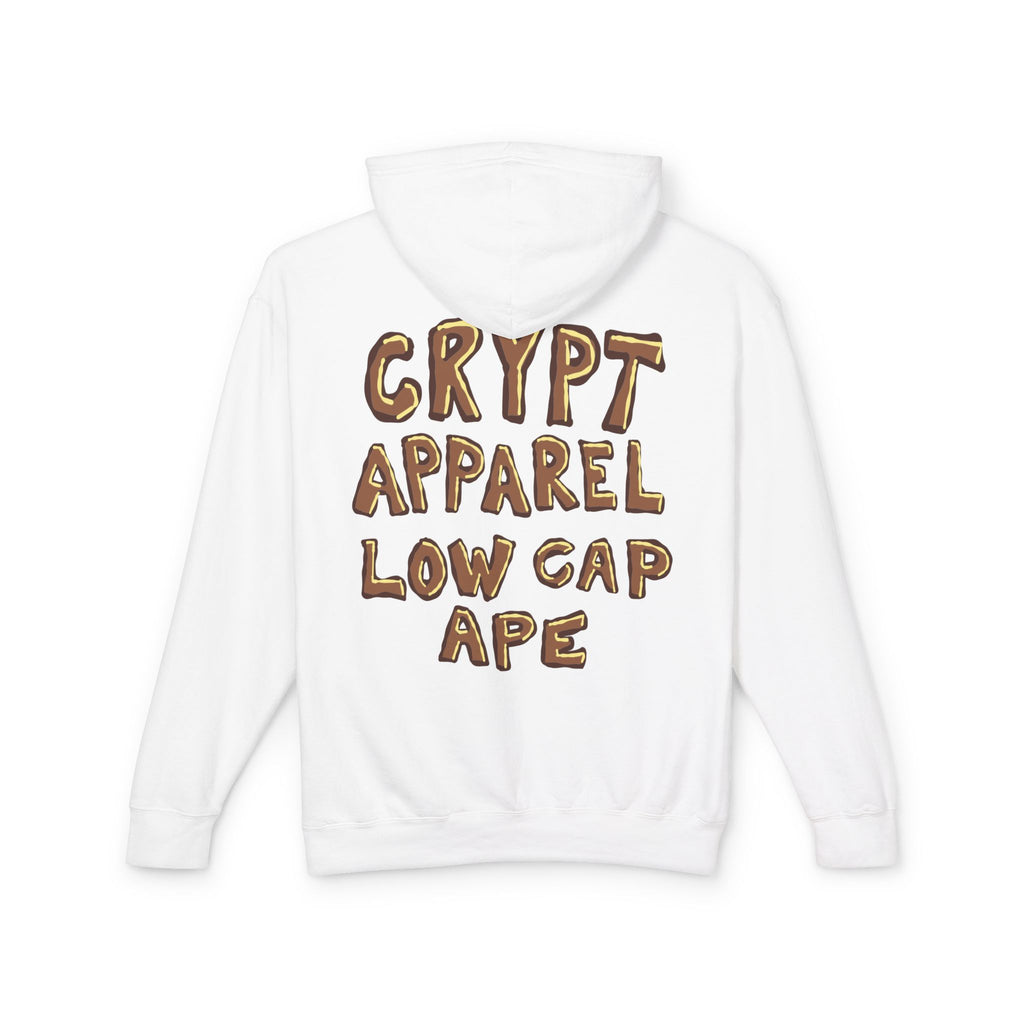 Low Cap Ape Meme Coin Hoodie — Crypt Apparel Cryptocurrency Graphic Pullover