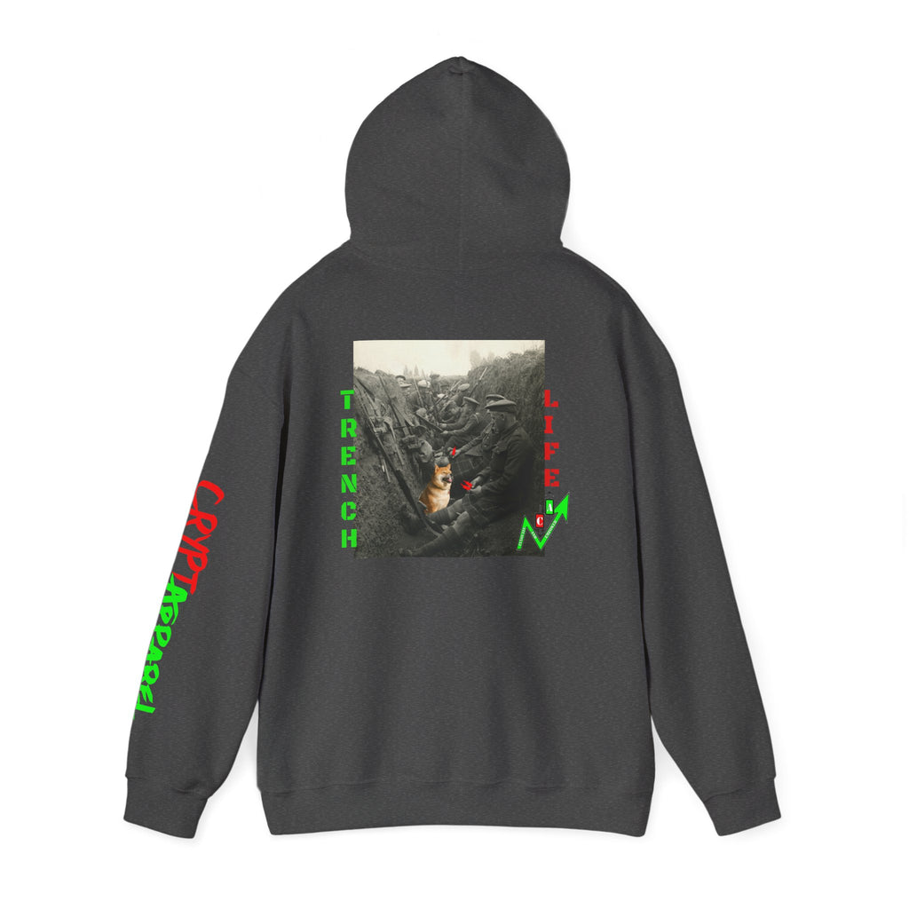The Trenches Crypto Meme Hoodie — Crypt Apparel Trench Life Graphic Streetwear Hoodie