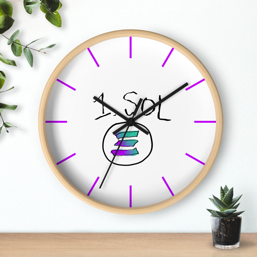 Meme Coin Milyunr crypto degen Wall Clock — Crypt Apparel SOL inspired White Clock with Purple Accents