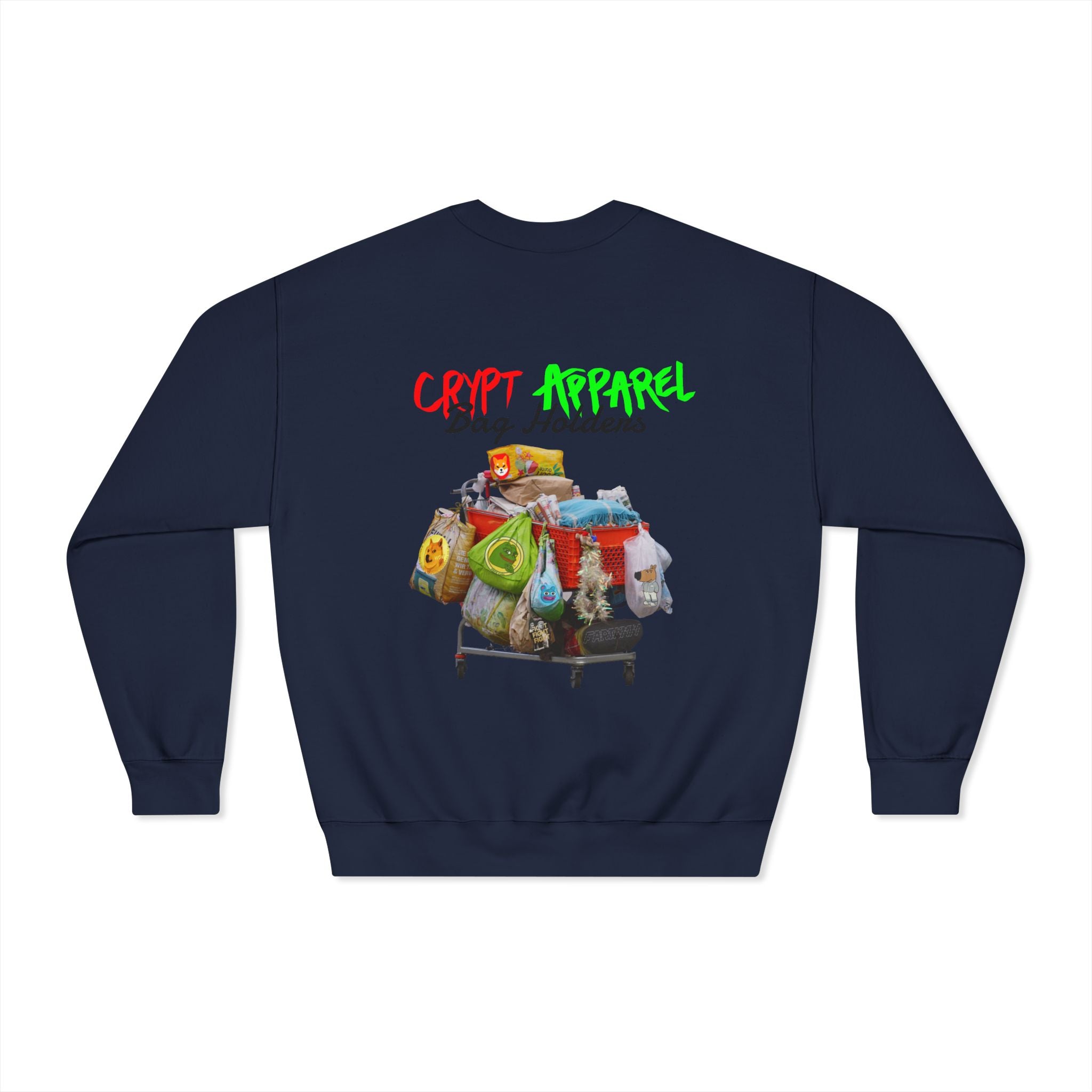 Bag Holders Meme Coin Crypto Crewneck Sweatshirt — "Crypt Apparel" Graphic