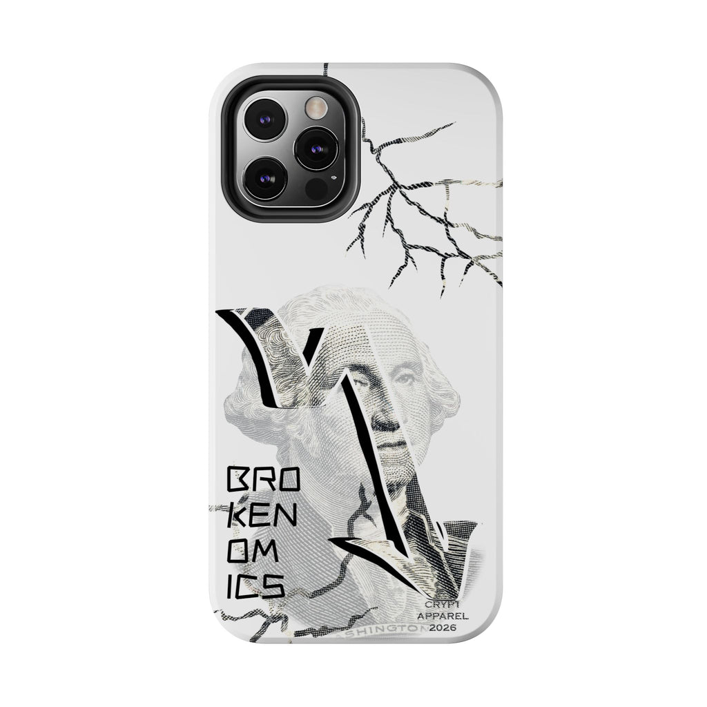 Brokenomics Crypto Tough Phone Case — 'Crypt Apparel' Cracked Dollar Graphic Protective Cover