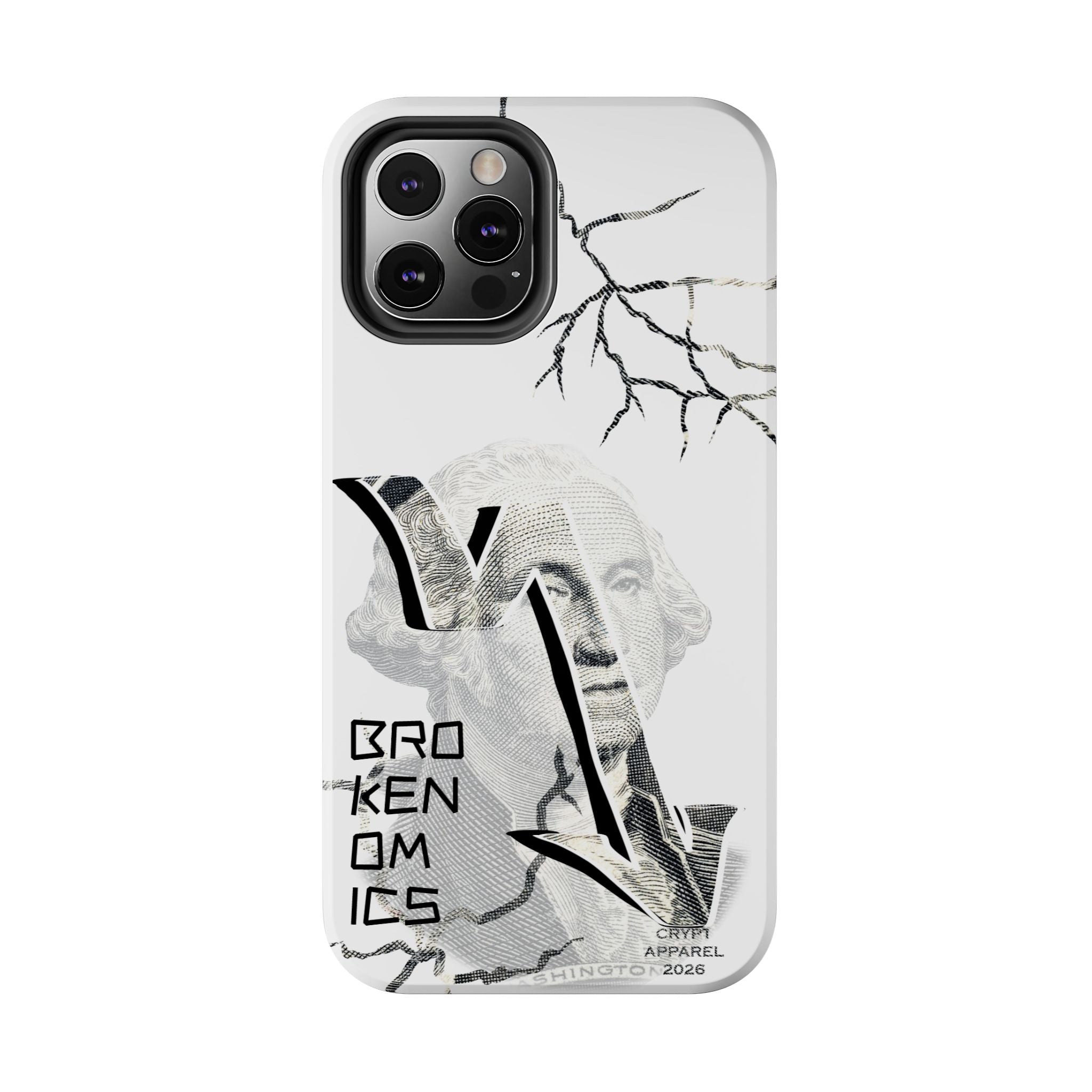 Brokenomics Crypto Tough Phone Case — 'Crypt Apparel' Cracked Dollar Graphic Protective Cover