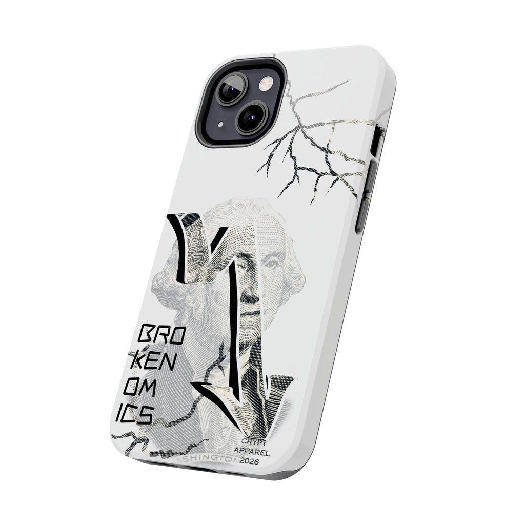 Brokenomics Crypto Tough Phone Case — 'Crypt Apparel' Cracked Dollar Graphic Protective Cover