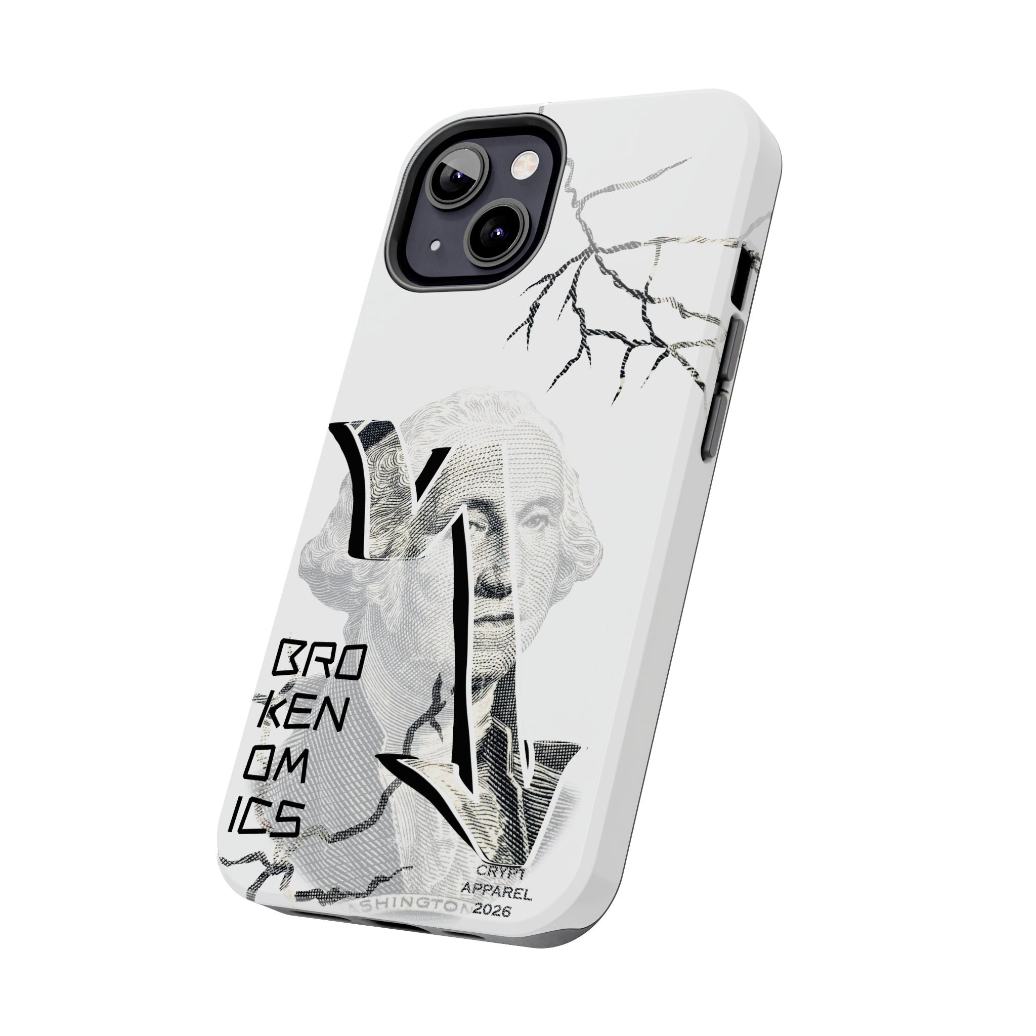 Brokenomics Crypto Tough Phone Case — 'Crypt Apparel' Cracked Dollar Graphic Protective Cover