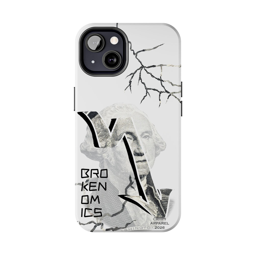 Brokenomics Crypto Tough Phone Case — 'Crypt Apparel' Cracked Dollar Graphic Protective Cover