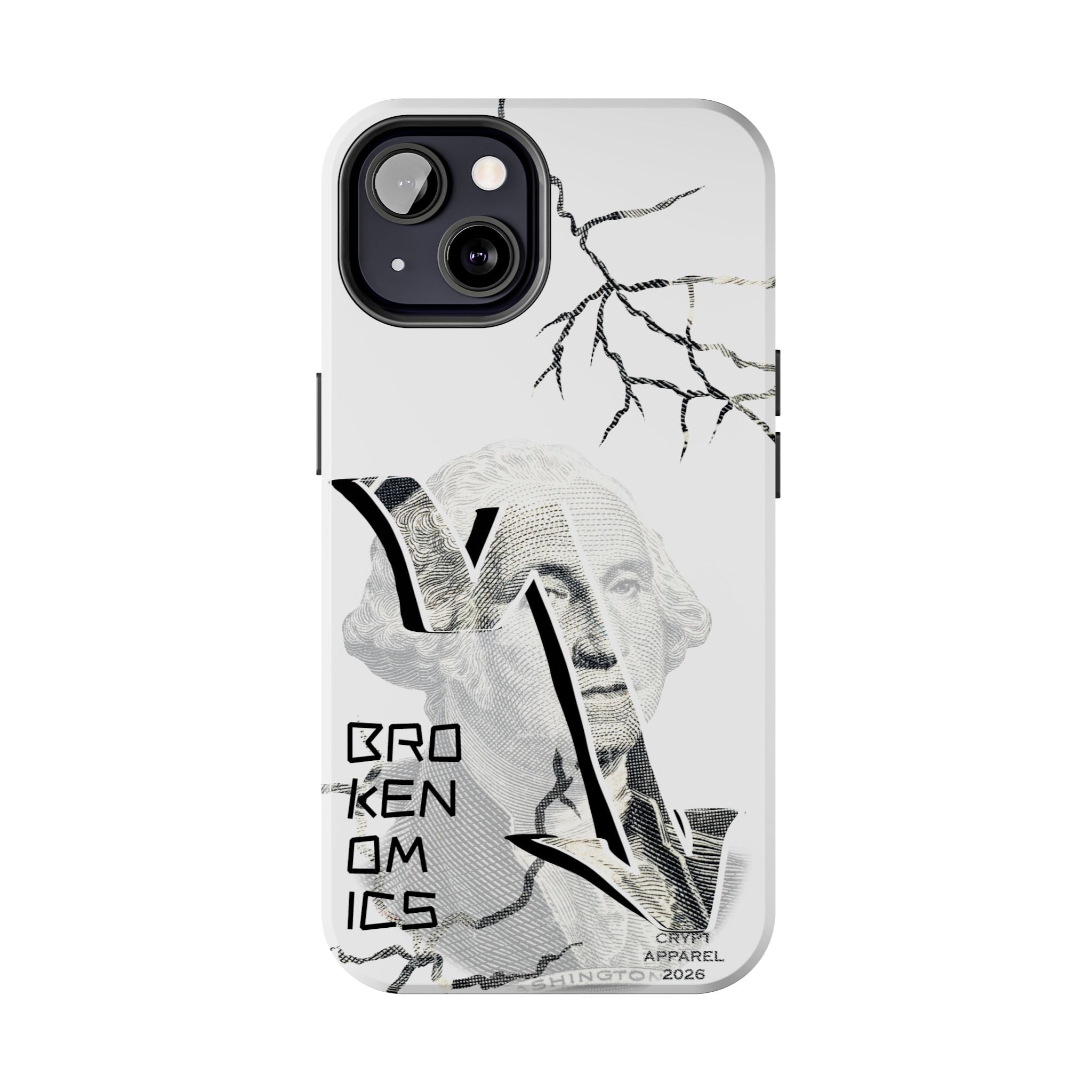 Brokenomics Crypto Tough Phone Case — 'Crypt Apparel' Cracked Dollar Graphic Protective Cover