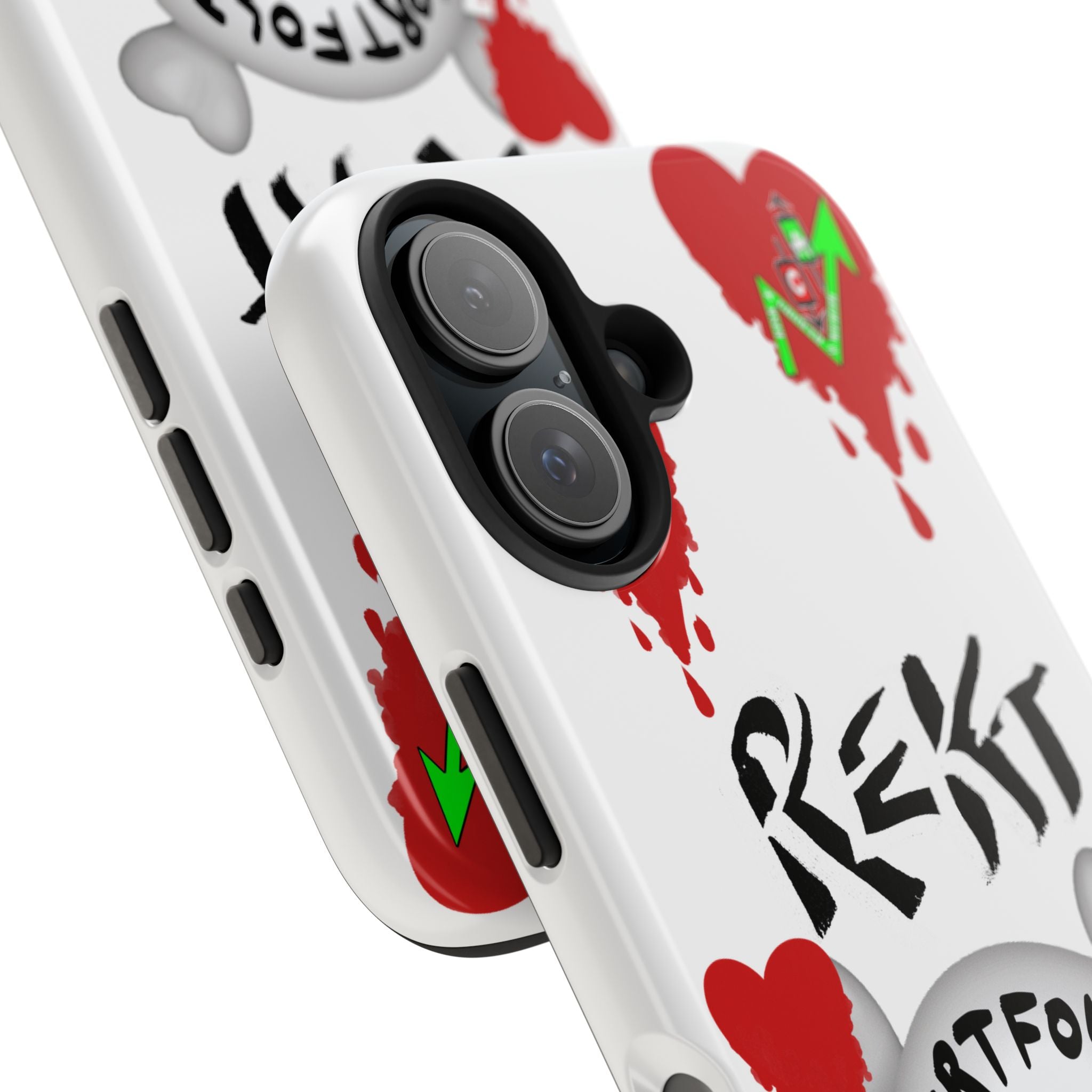 Rekt Portfolio Tough Phone Case — Skull & Dripping Heart Protective Cover