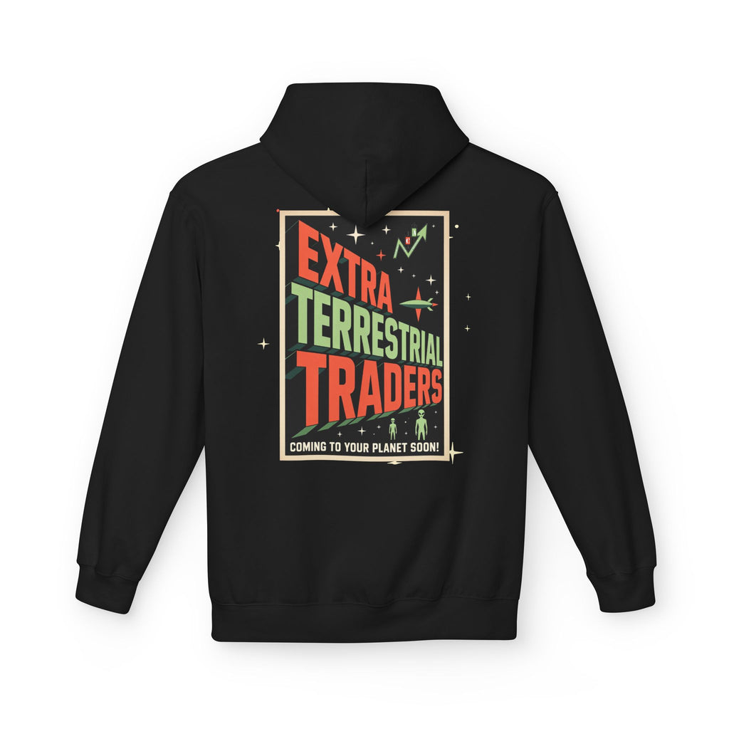 Extra Terrestrial Traders Crypto Hoodie — “Not Alone” Crypt Apparel Retro Sci‑Fi Graphic
