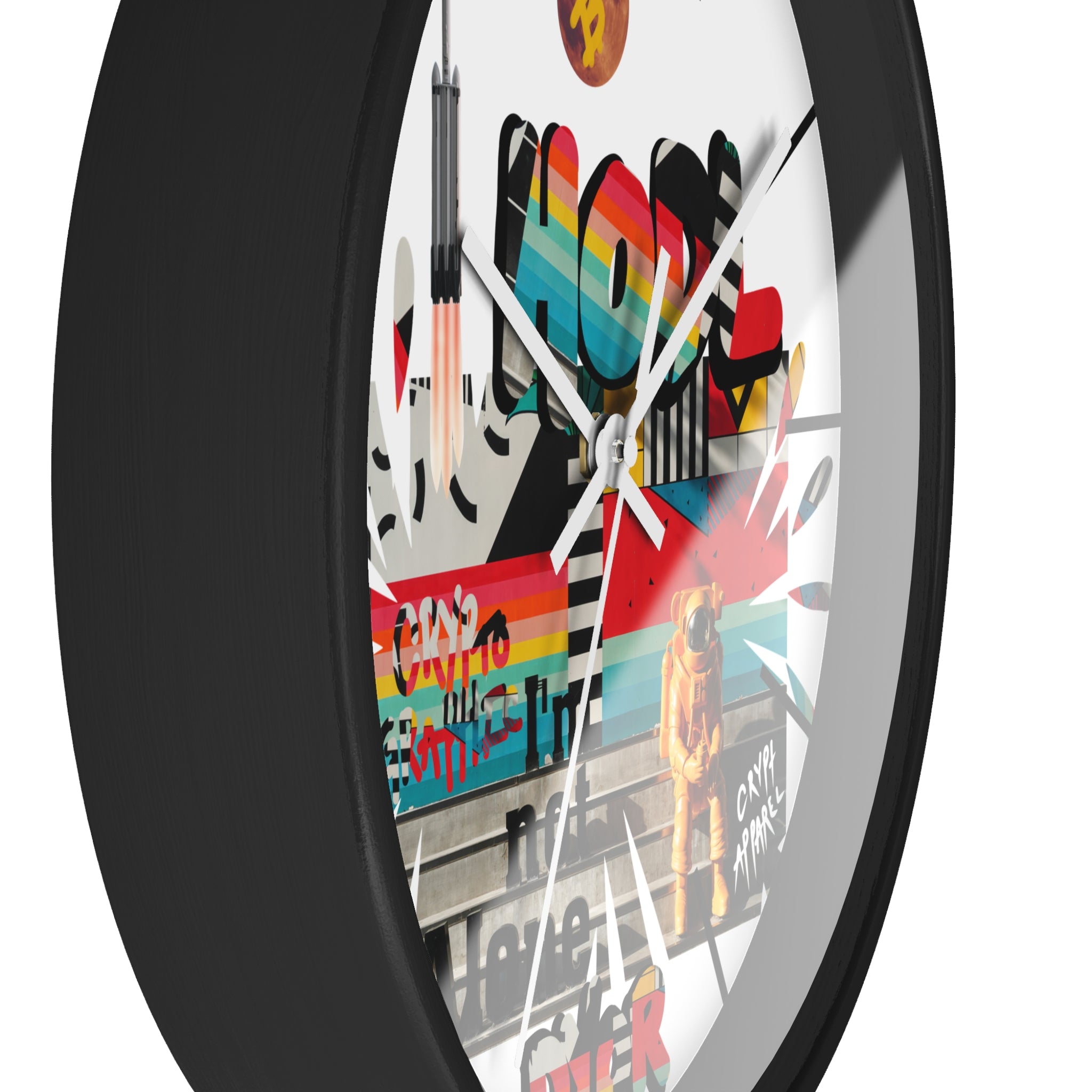 Urban Jungle Crypto Street Art Wall Clock — Crypt Apparel Colorful Urban Graffiti Timepiece