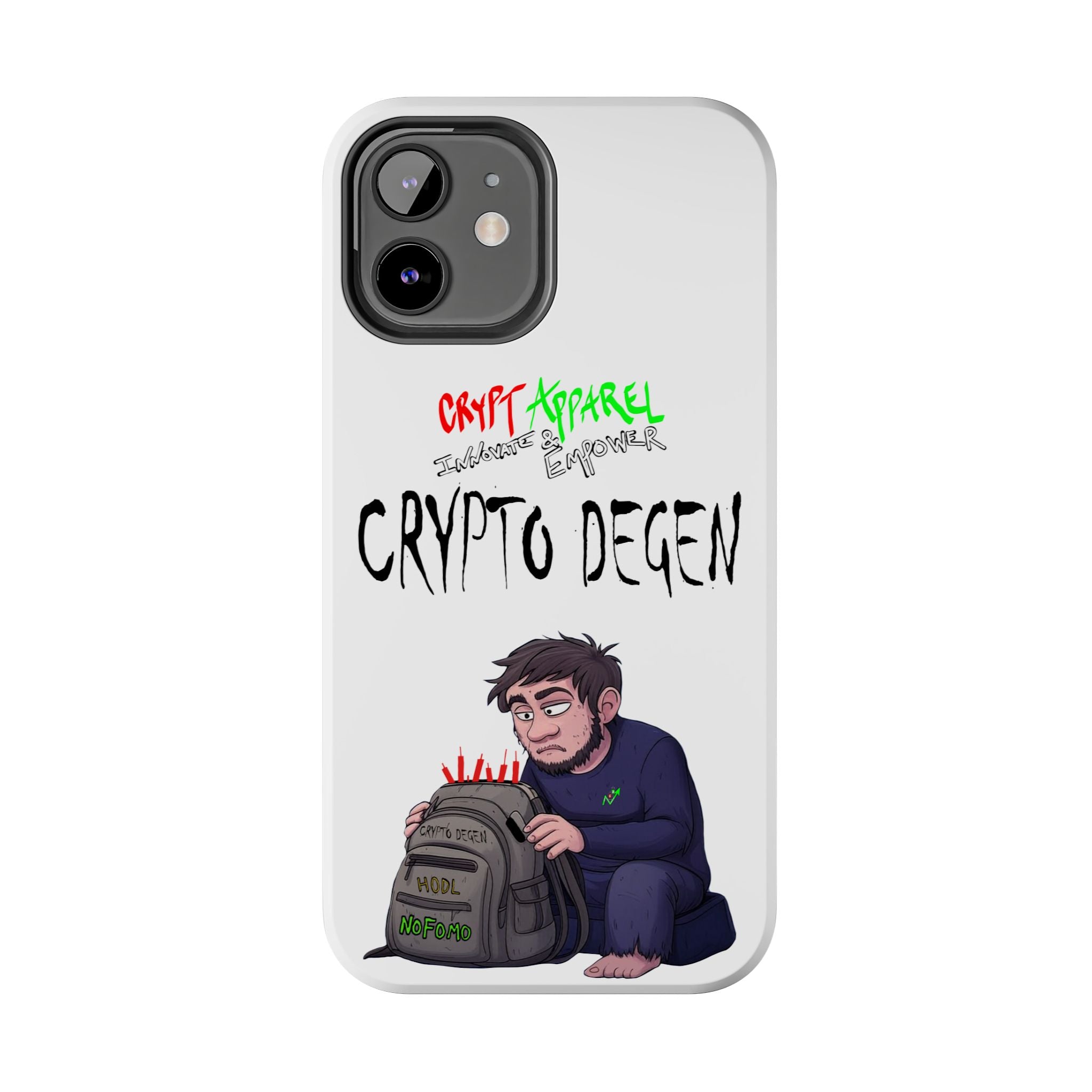 Crypto Degen Tough Phone Case — Cartoon HODL Backpack Design
