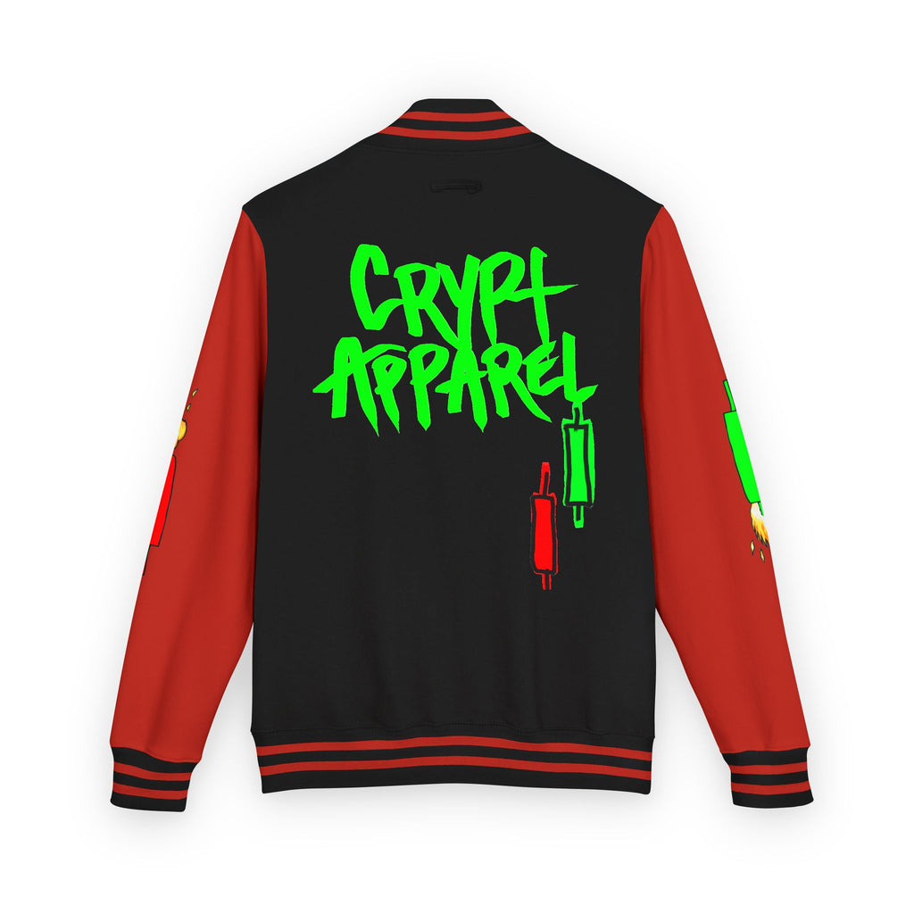Crypt Apparel Letterman Jacket — 'Crypto Trader' Neon Graffiti Varsity Jacket