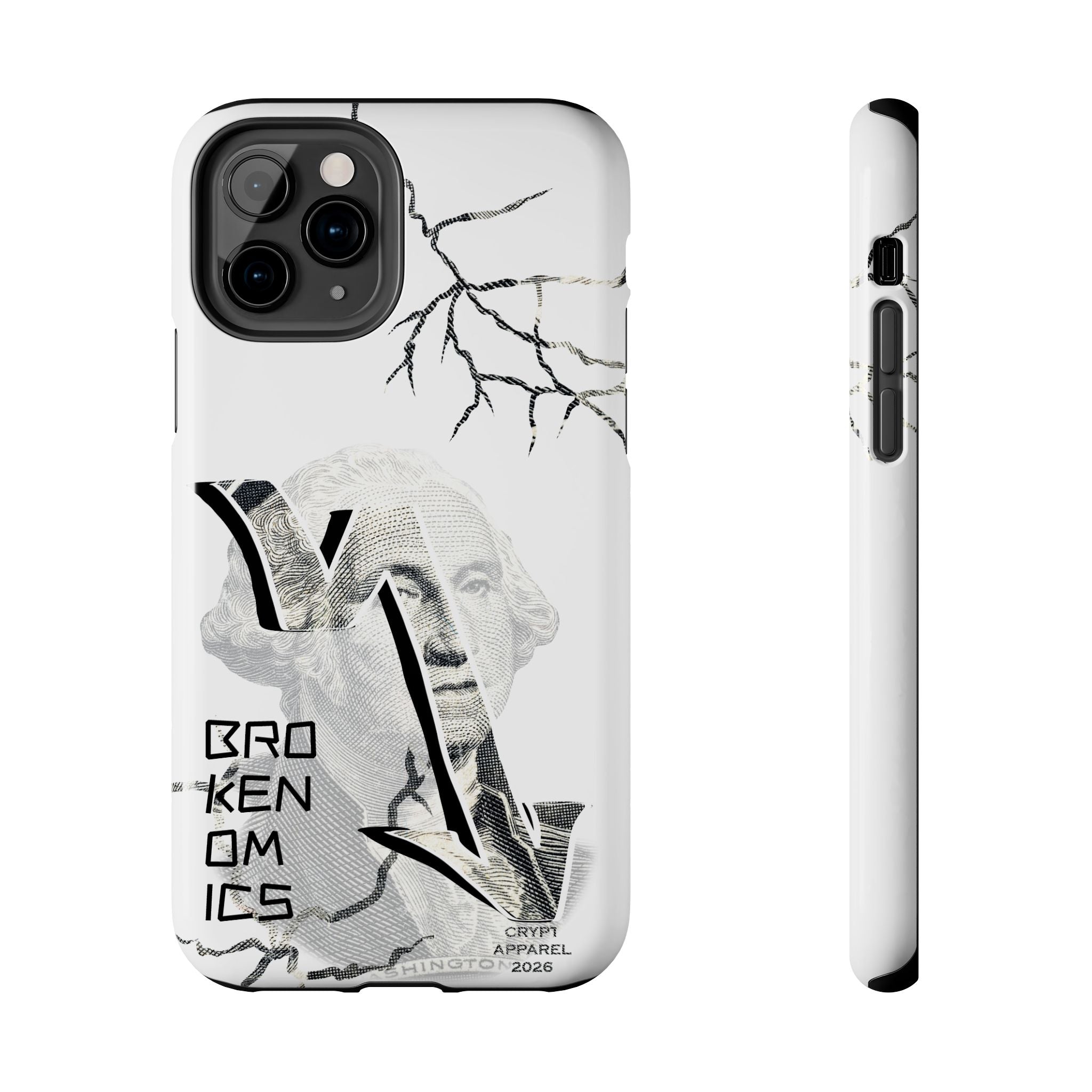 Brokenomics Crypto Tough Phone Case — 'Crypt Apparel' Cracked Dollar Graphic Protective Cover