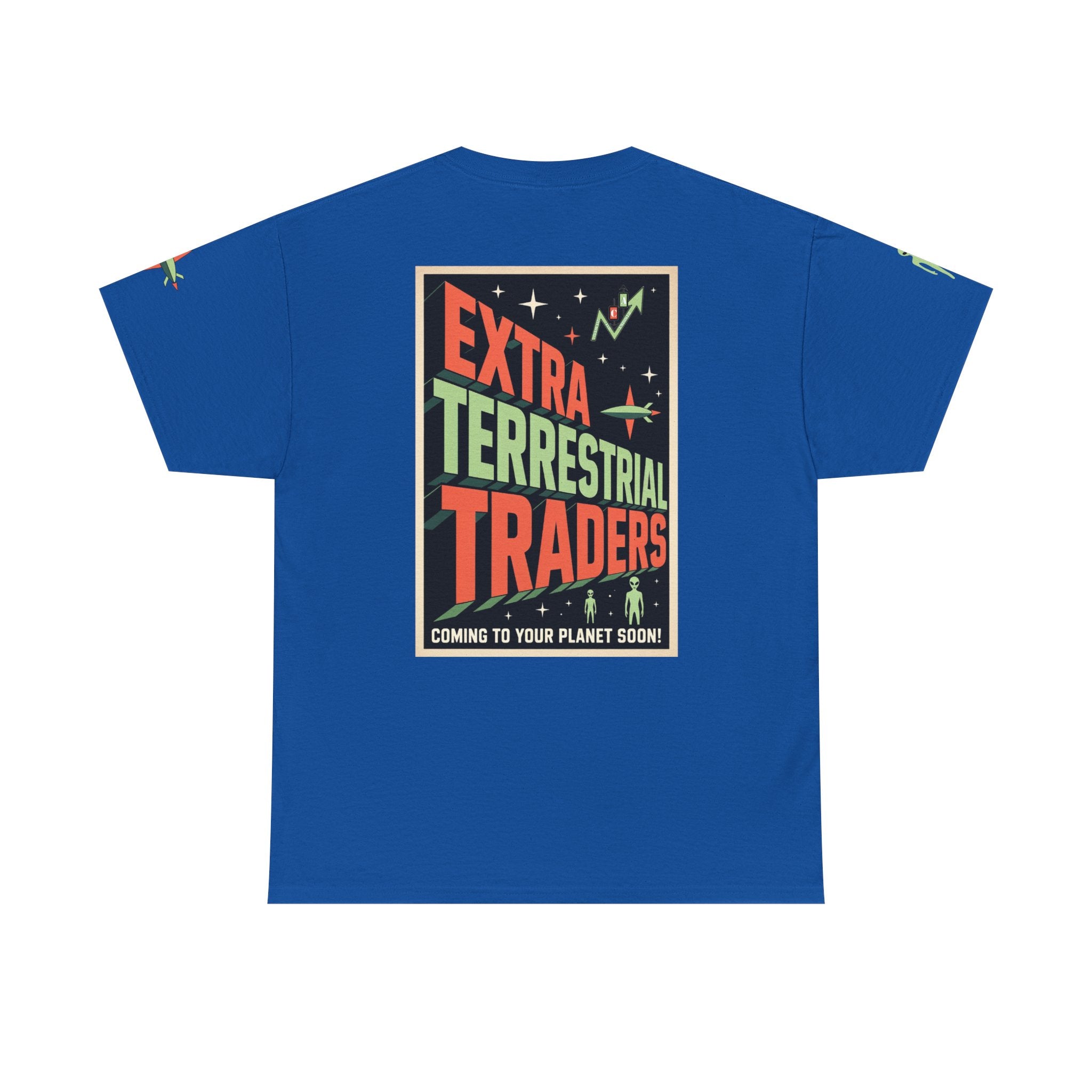 Extra Terrestrial Traders Crypto Graphic Tee — Retro Alien Poster Shirt