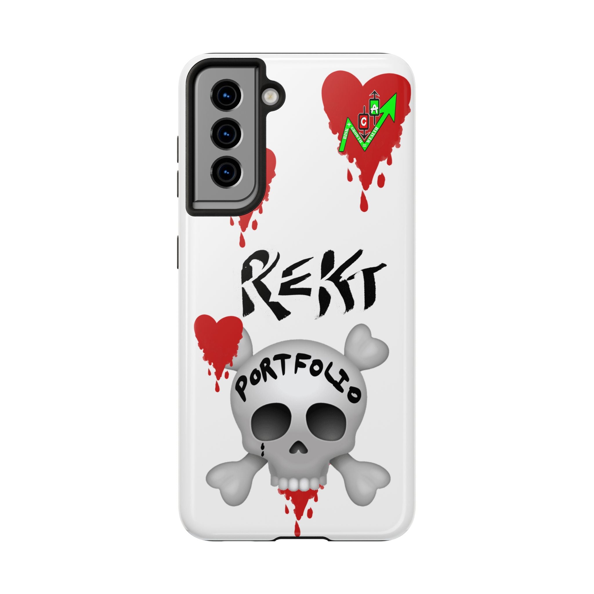 Rekt Portfolio Tough Phone Case — Skull & Dripping Heart Protective Cover