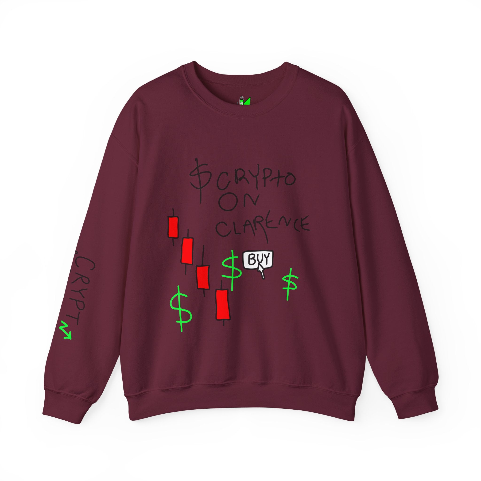 Crypto On Clarence Crewneck Sweatshirt — Crypt Apparel Design