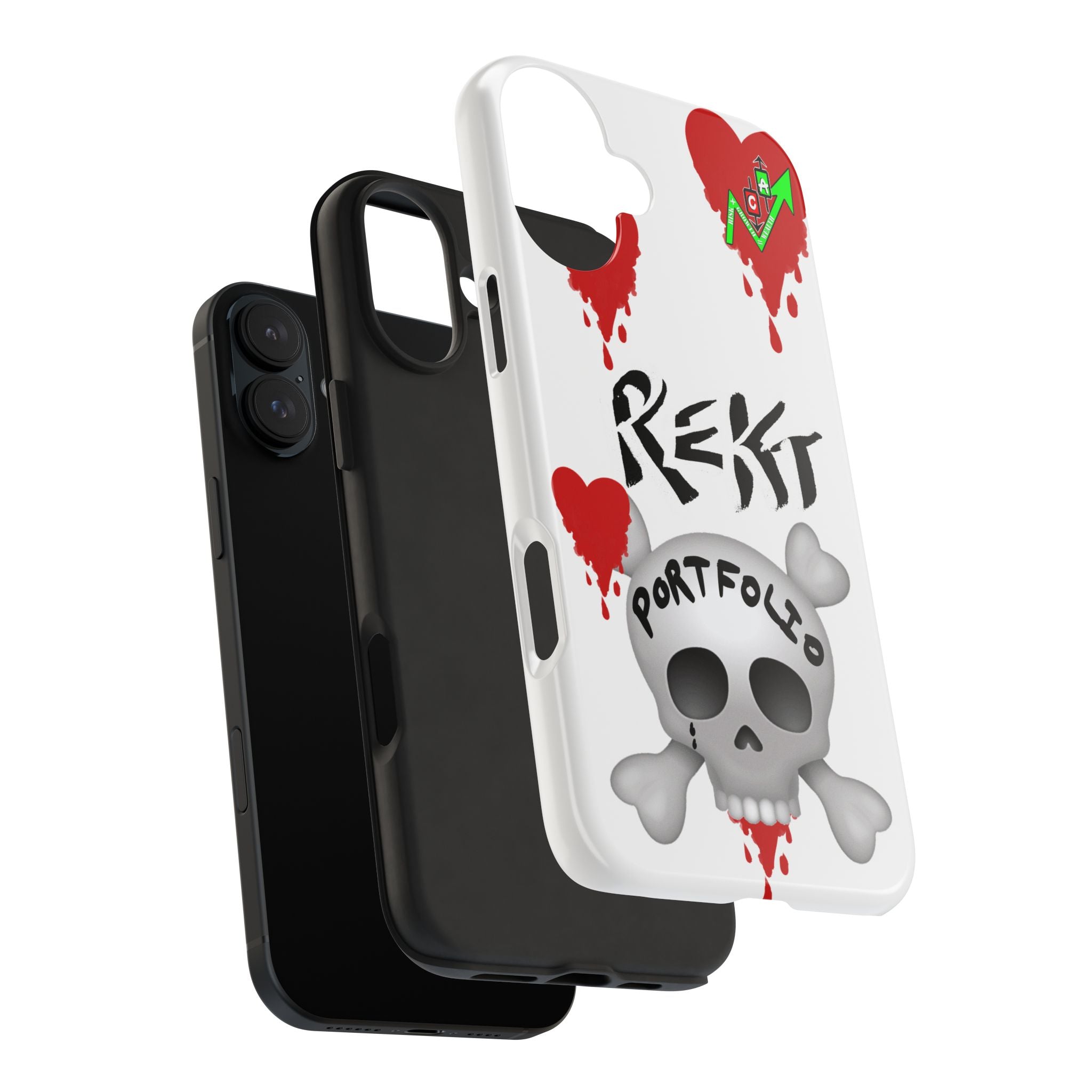 Rekt Portfolio Tough Phone Case — Skull & Dripping Heart Protective Cover